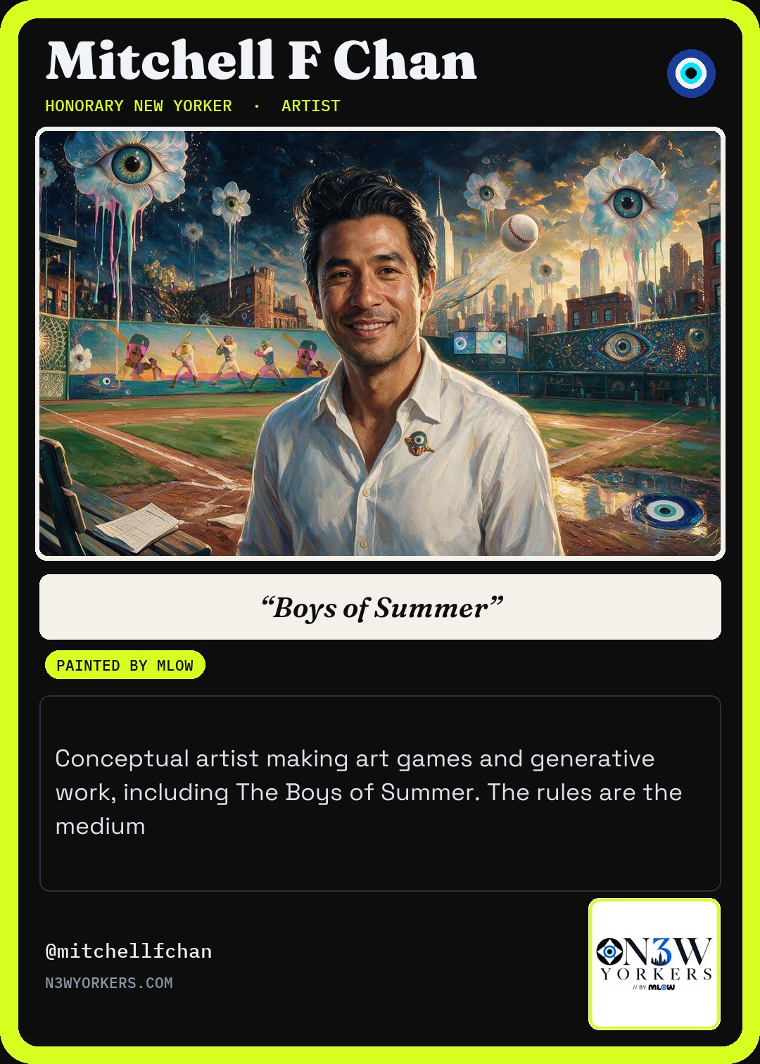 The Honorary card for Mitchell F Chan, painted by MLow