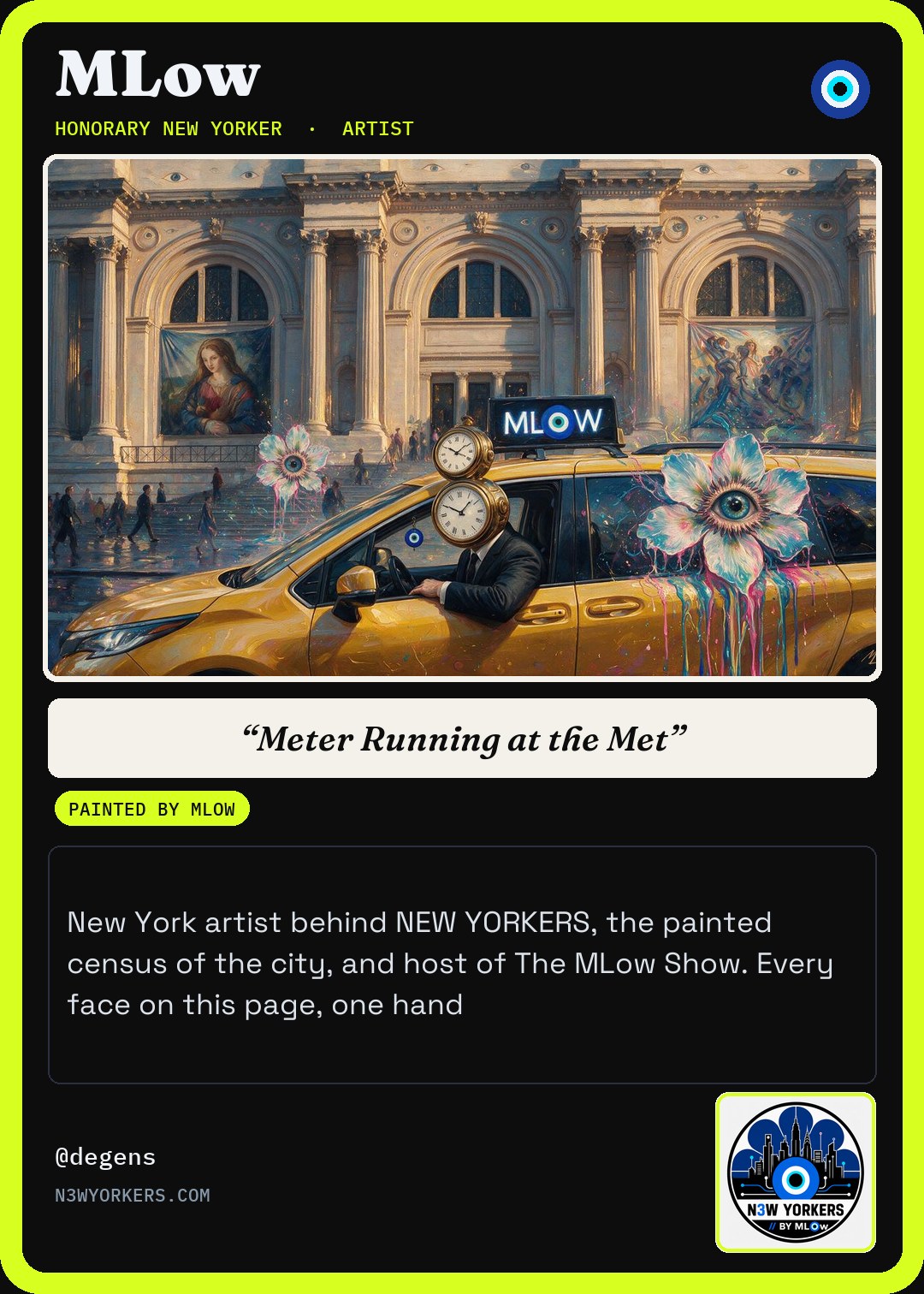 The Honorary card for MLow, painted by MLow