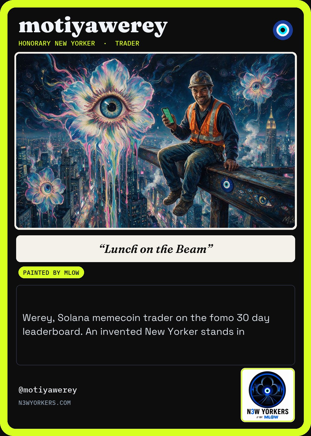 The Honorary card for motiyawerey, painted by MLow