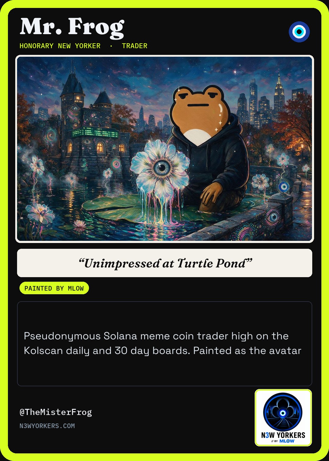 The Honorary card for Mr. Frog, painted by MLow