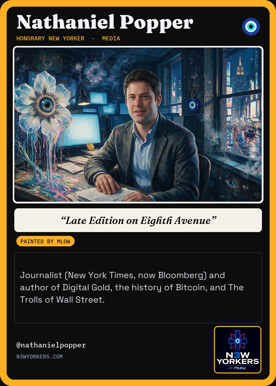 The Honorary card for Nathaniel Popper, painted by MLow