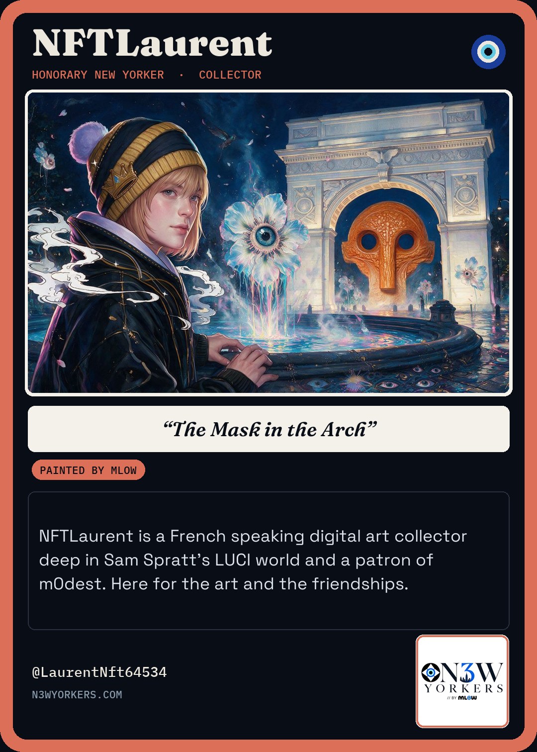 The Honorary card for NFTLaurent, painted by MLow