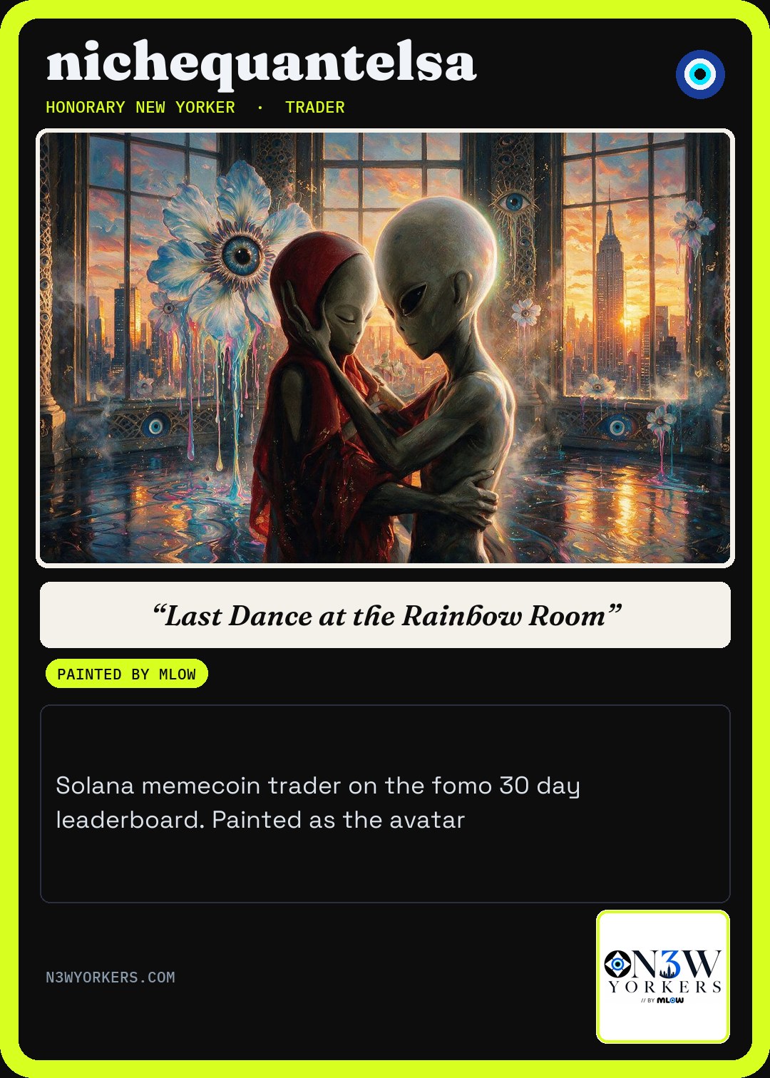 The Honorary card for nichequantelsa, painted by MLow