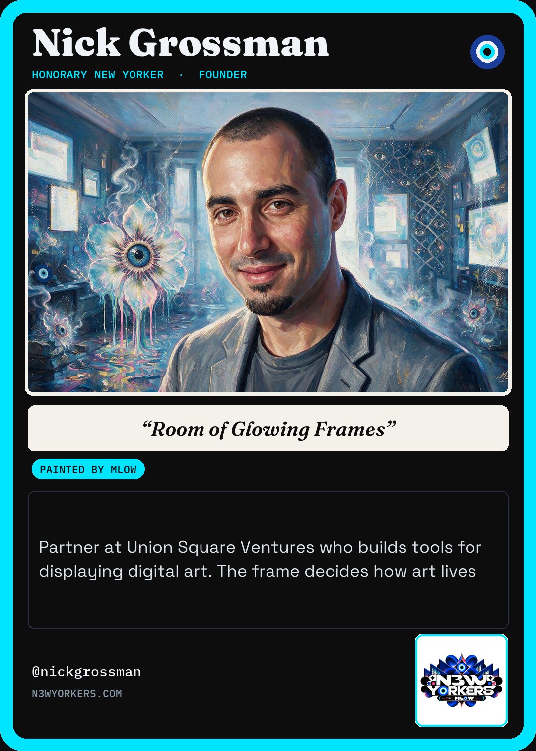 The Honorary card for Nick Grossman, painted by MLow