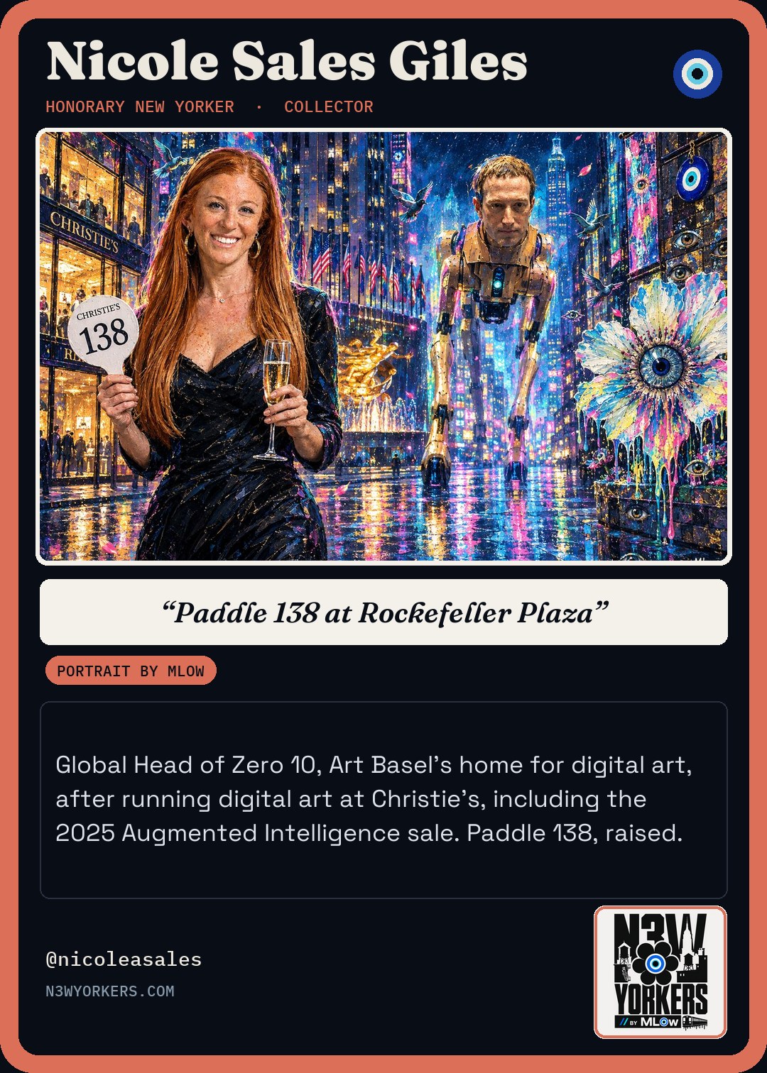 The Honorary card for Nicole Sales Giles, portrait by MLow