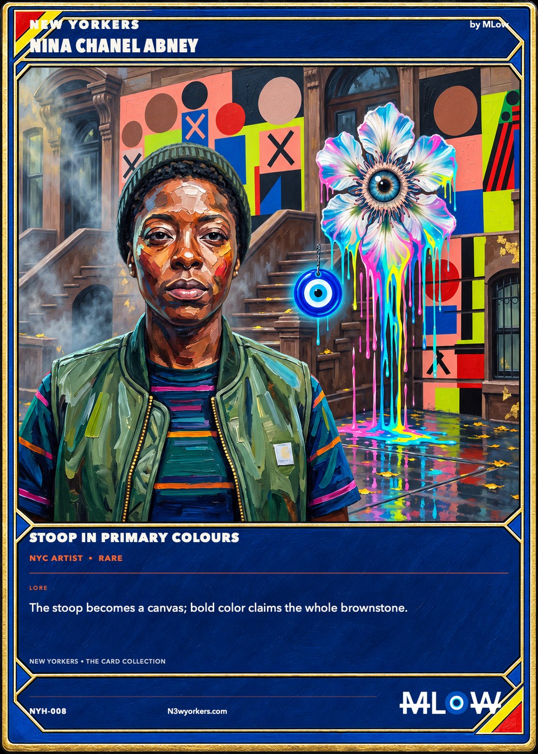 The Honorary card for Nina Chanel Abney, painted by MLow
