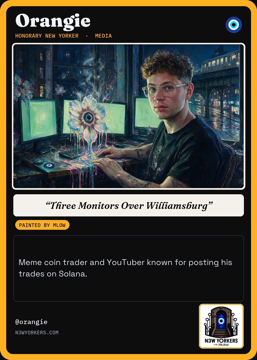 The Honorary card for Orangie, painted by MLow