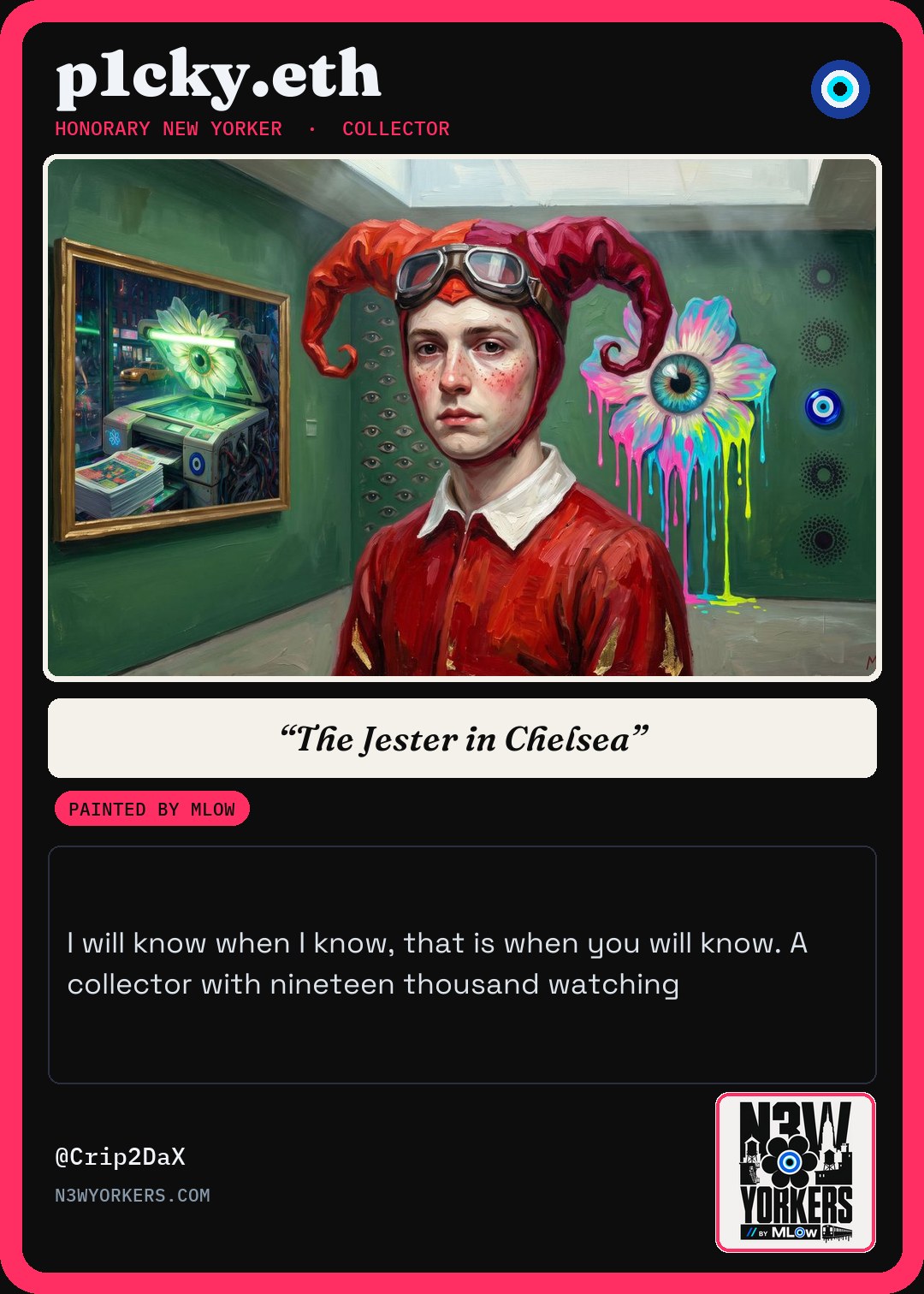 The Honorary card for p1cky.eth, painted by MLow