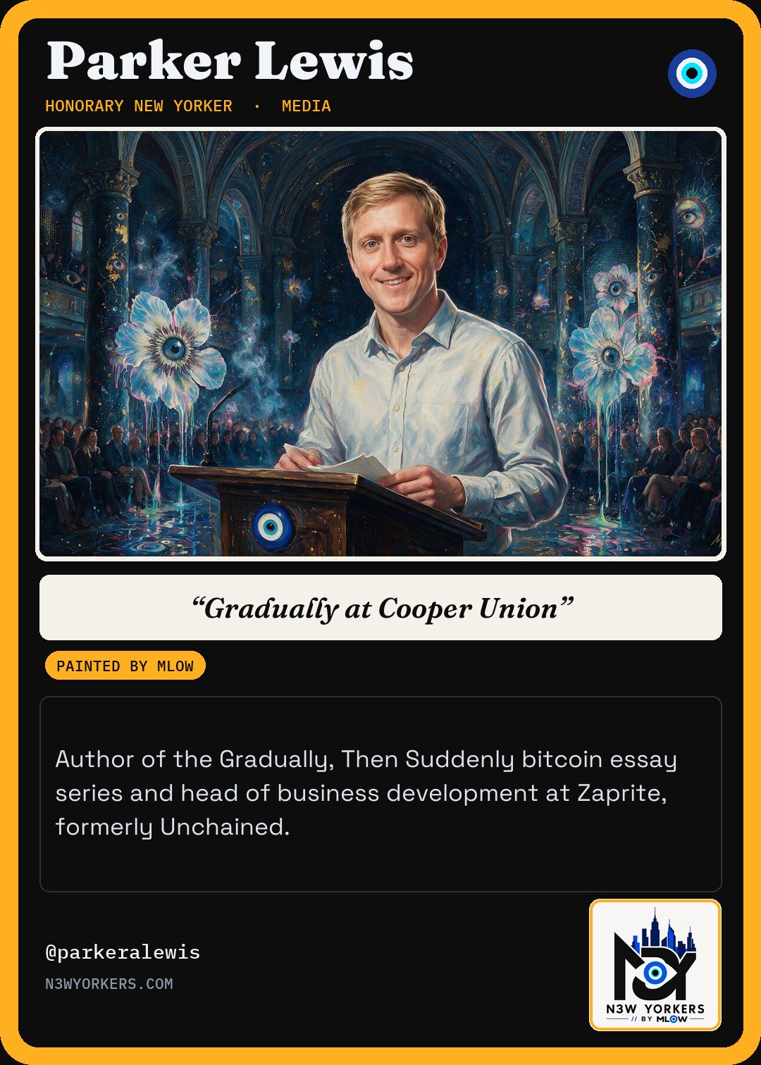 The Honorary card for Parker Lewis, painted by MLow