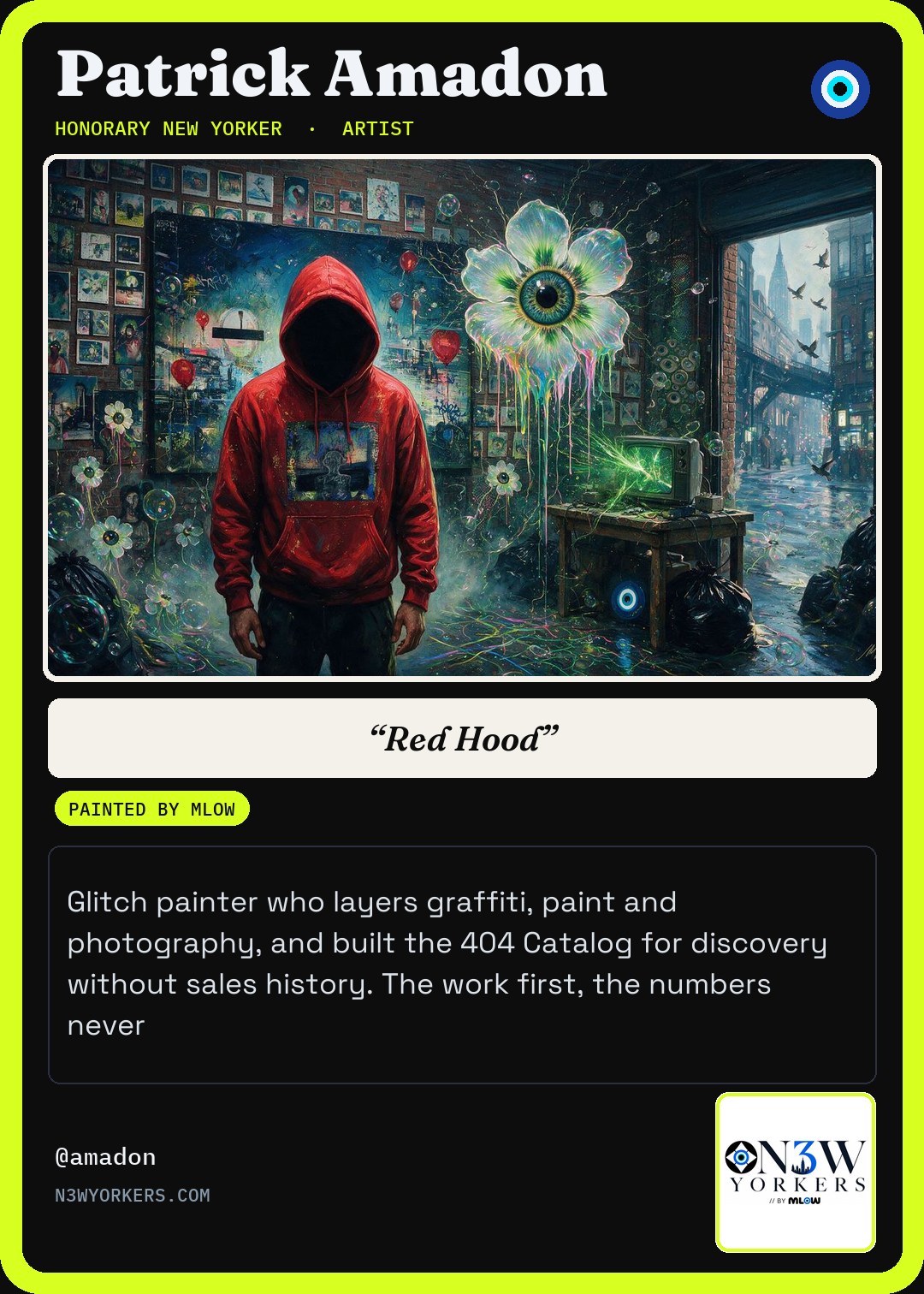 The Honorary card for Patrick Amadon, painted by MLow