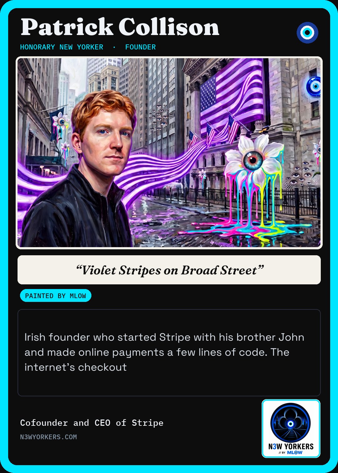The Honorary card for Patrick Collison, painted by MLow