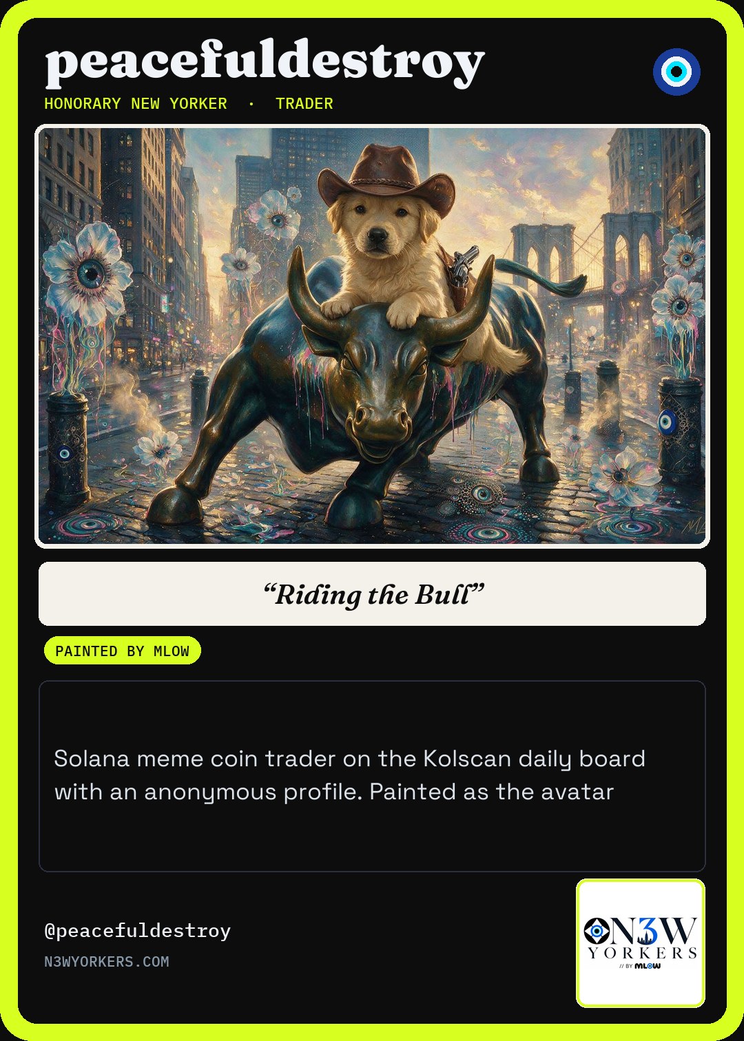 The Honorary card for peacefuldestroy, painted by MLow