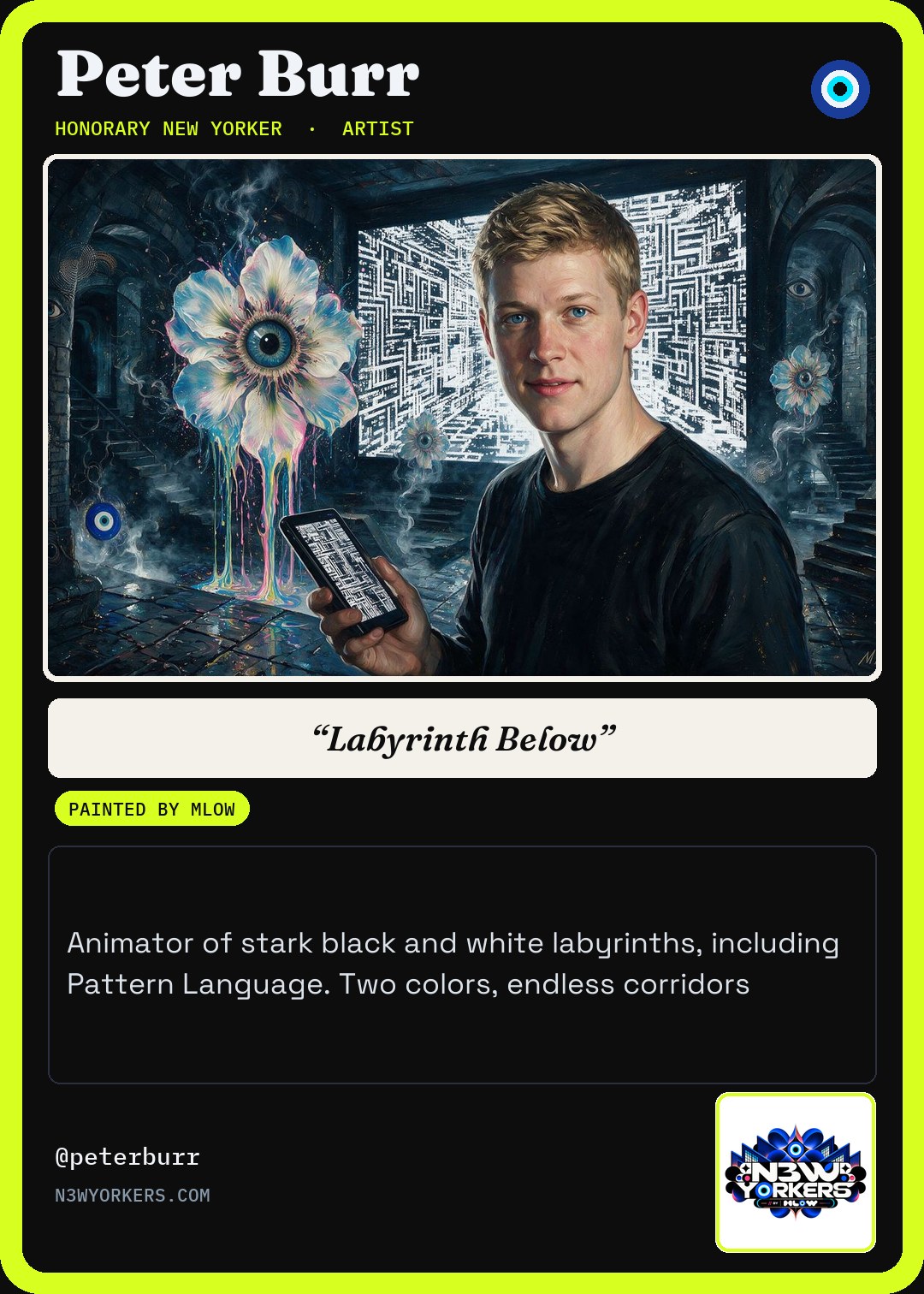 The Honorary card for Peter Burr, painted by MLow