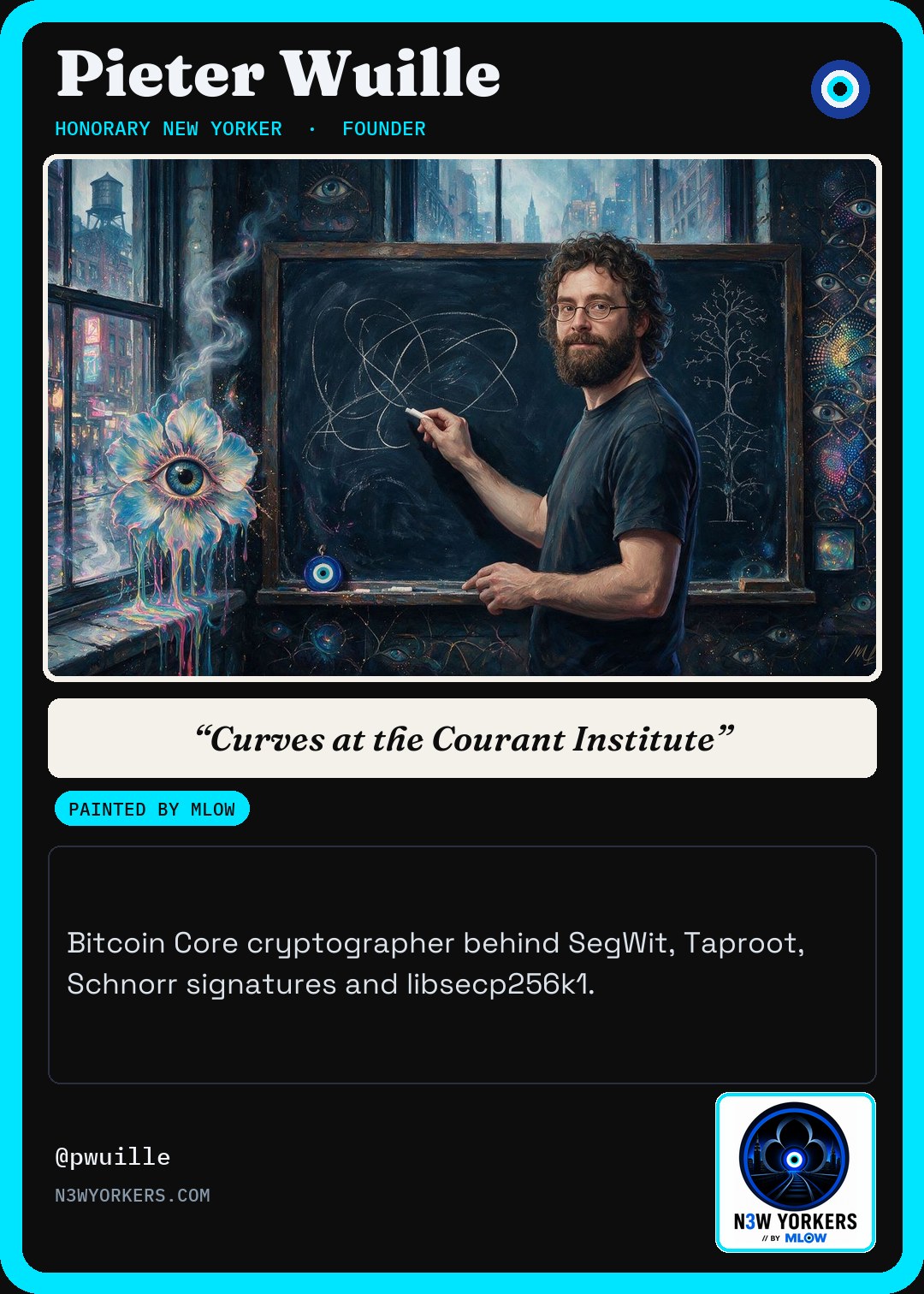 The Honorary card for Pieter Wuille, painted by MLow