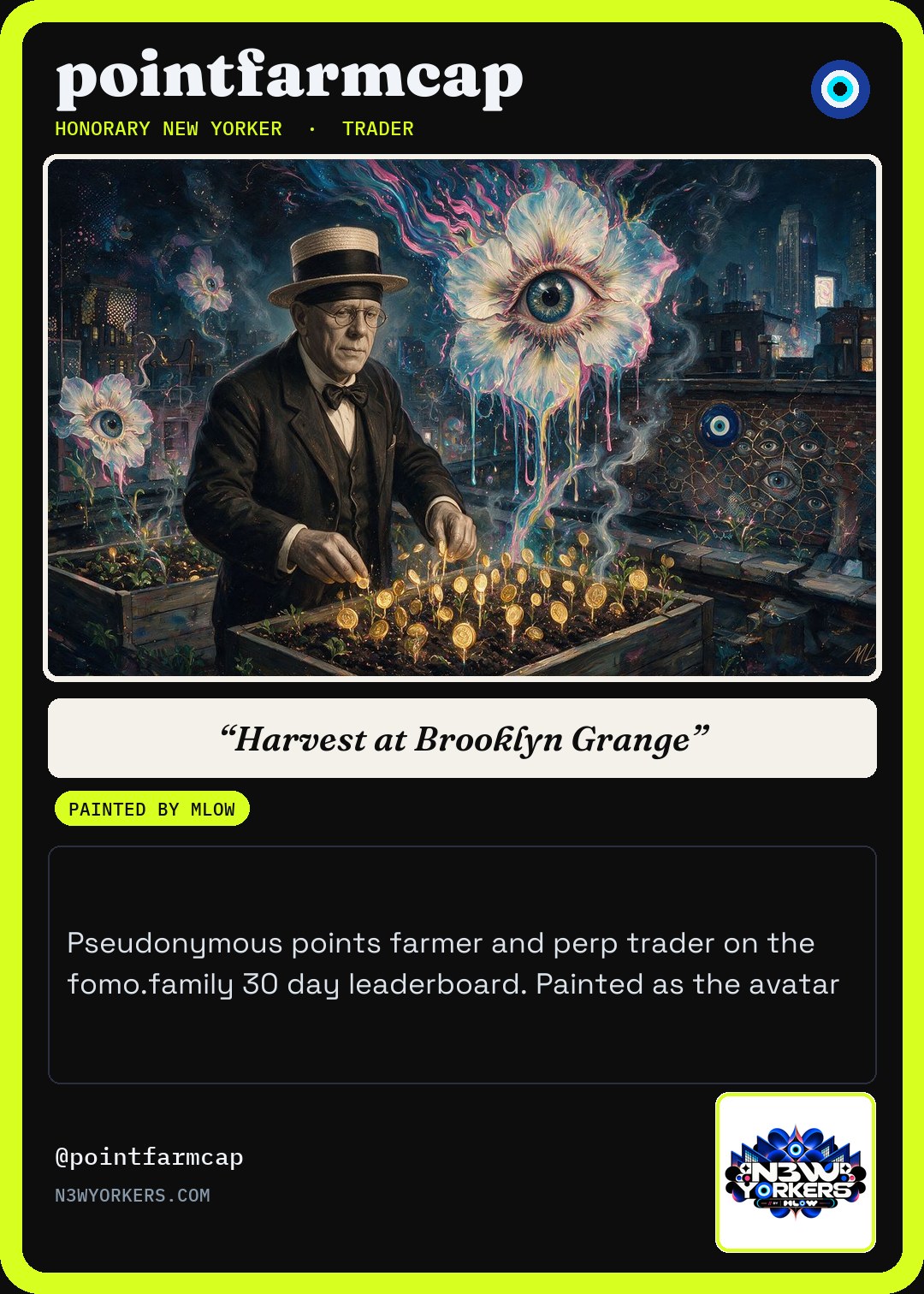 The Honorary card for pointfarmcap, painted by MLow