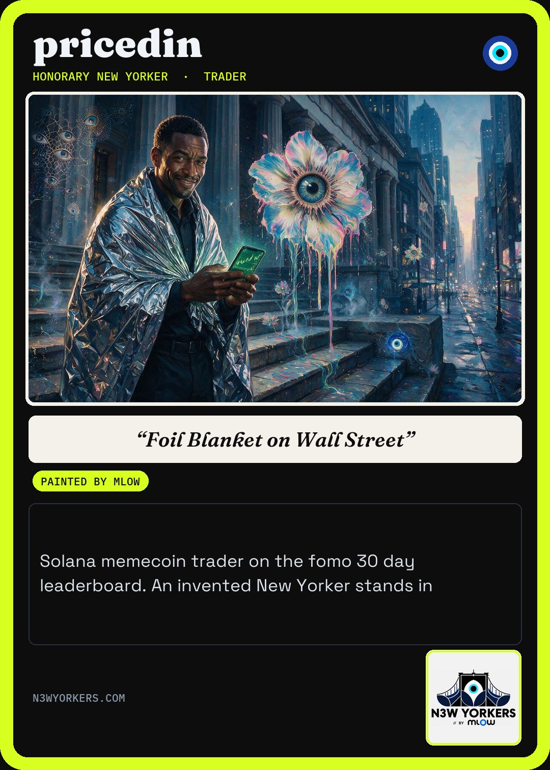 The Honorary card for pricedin, painted by MLow