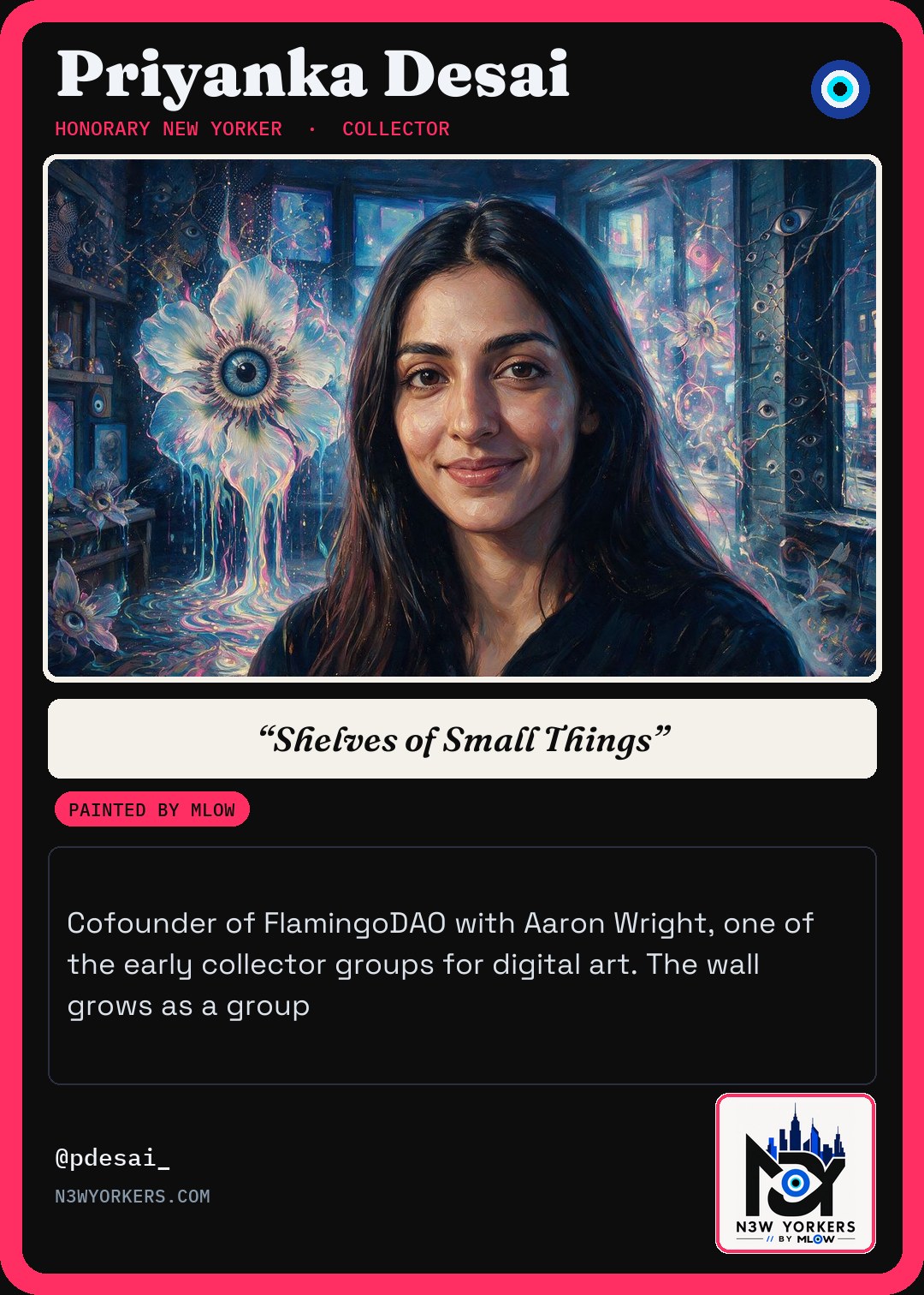 The Honorary card for Priyanka Desai, painted by MLow