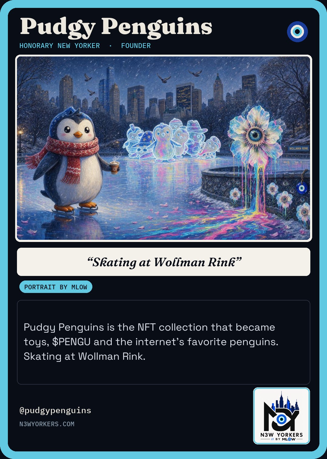 The Honorary card for Pudgy Penguins, portrait by MLow