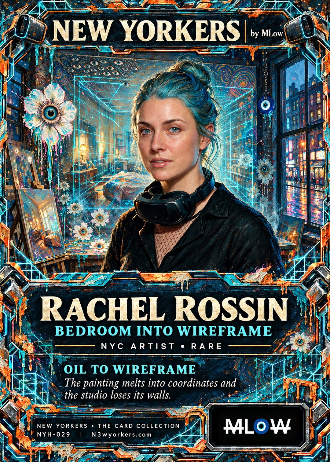 The Honorary card for Rachel Rossin, painted by MLow