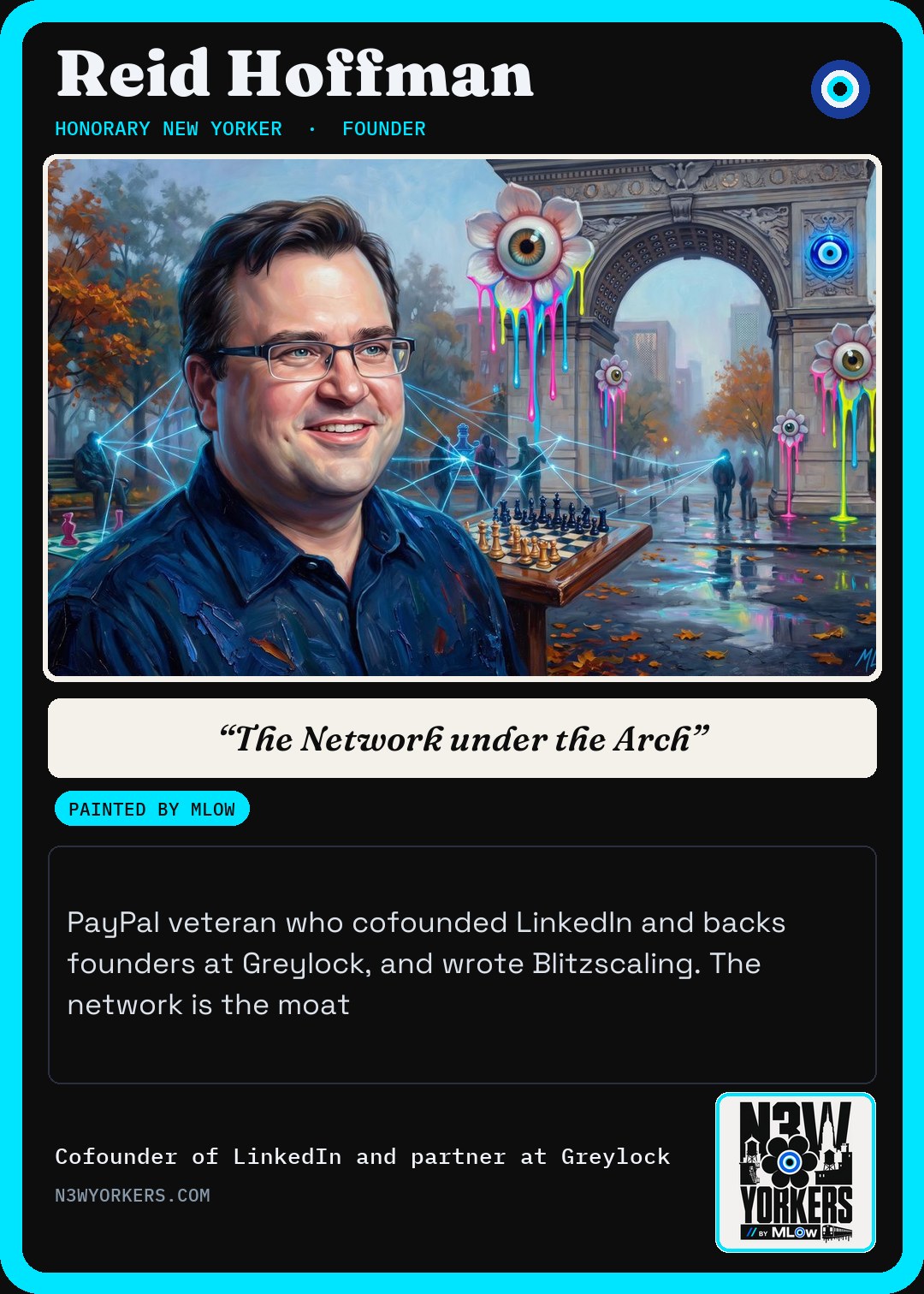 The Honorary card for Reid Hoffman, painted by MLow