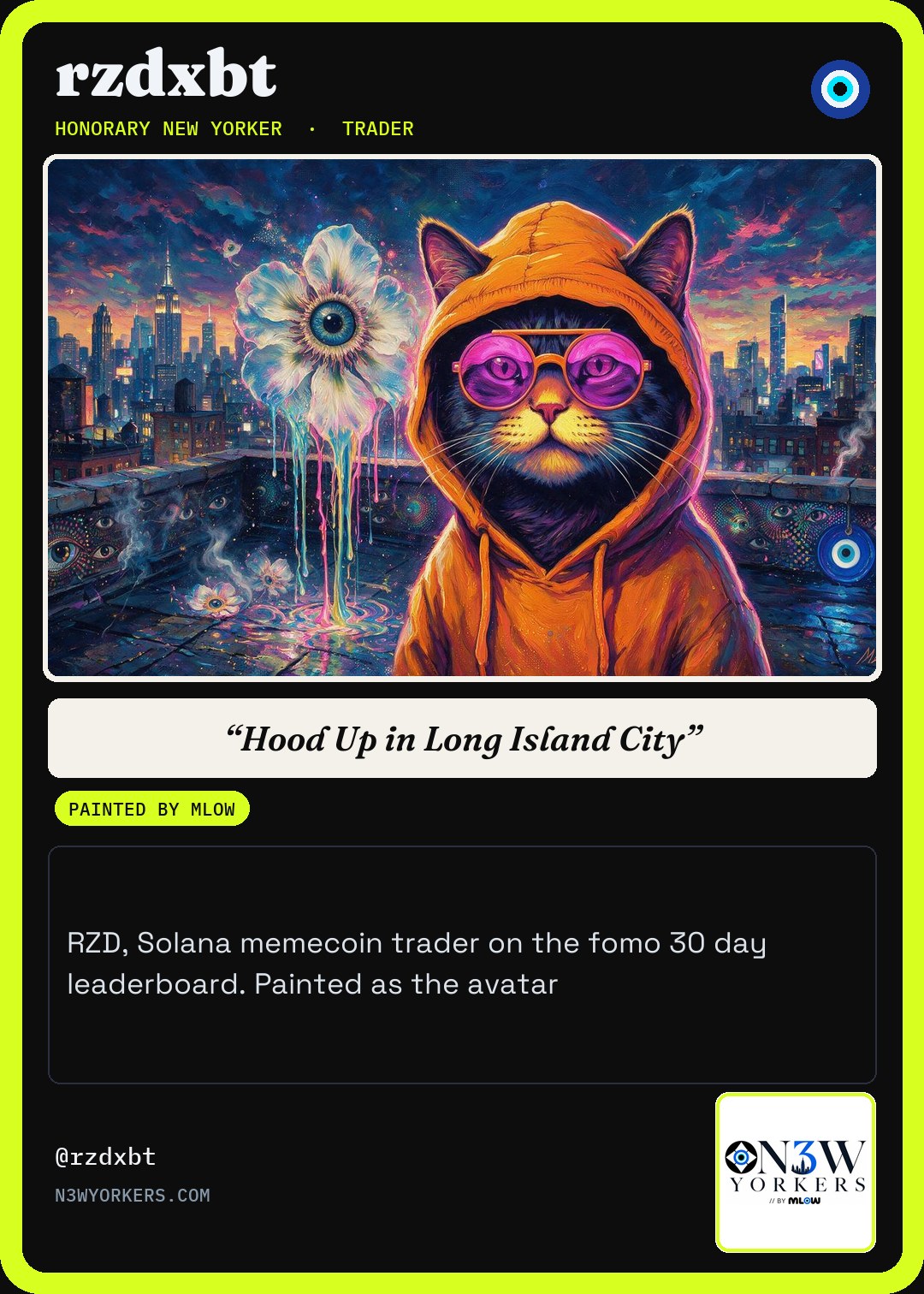 The Honorary card for rzdxbt, painted by MLow