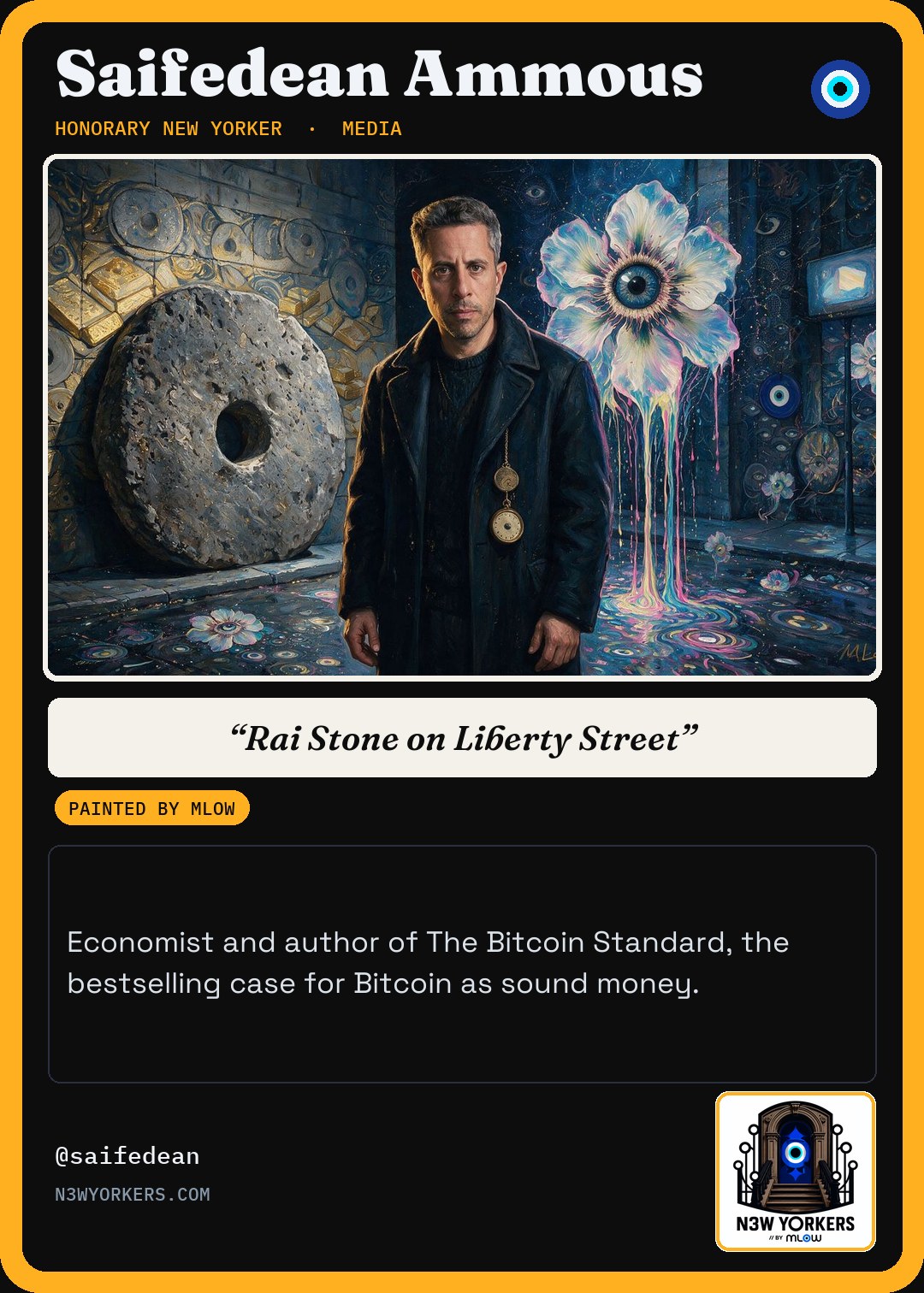 The Honorary card for Saifedean Ammous, painted by MLow