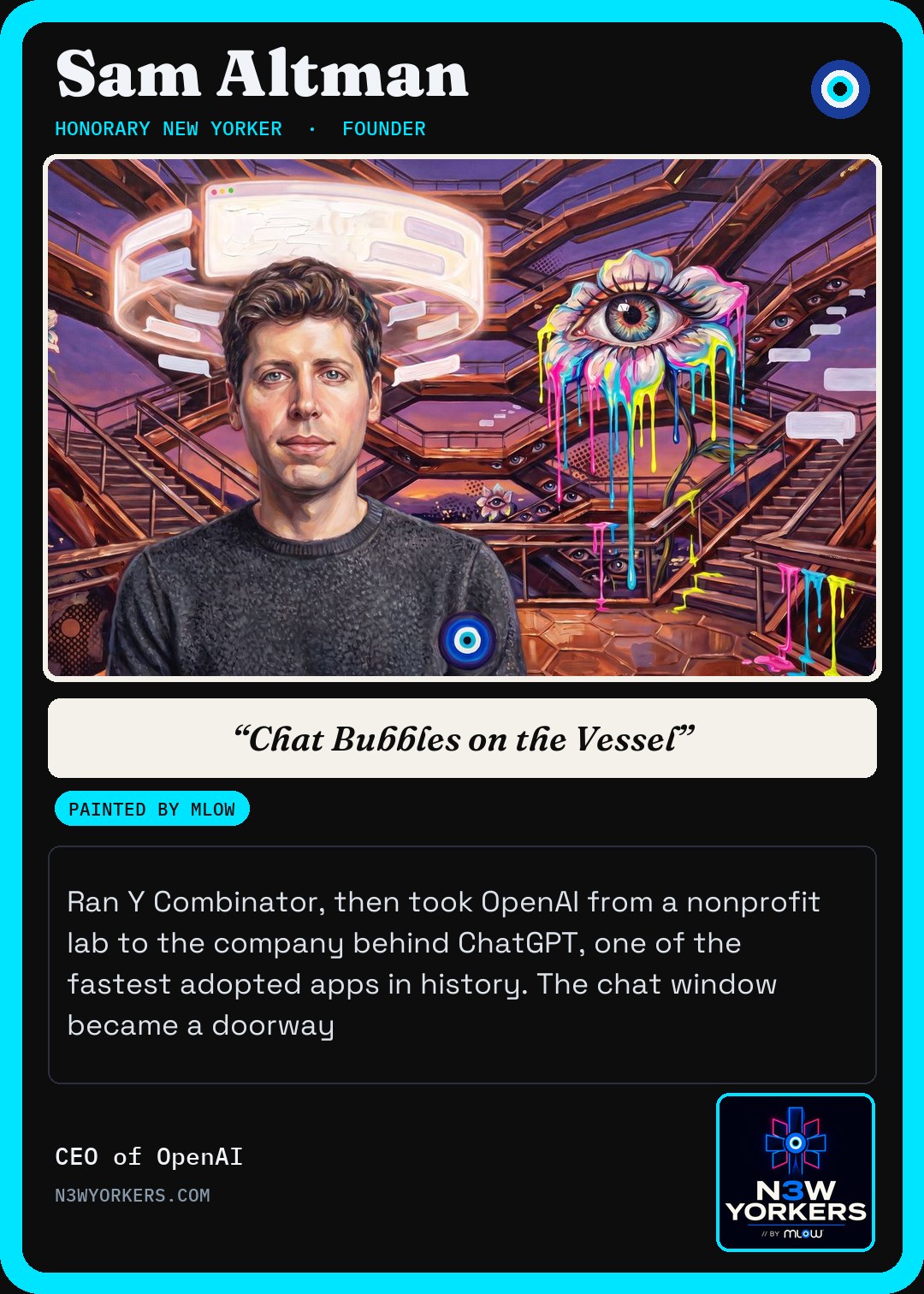 The Honorary card for Sam Altman, painted by MLow