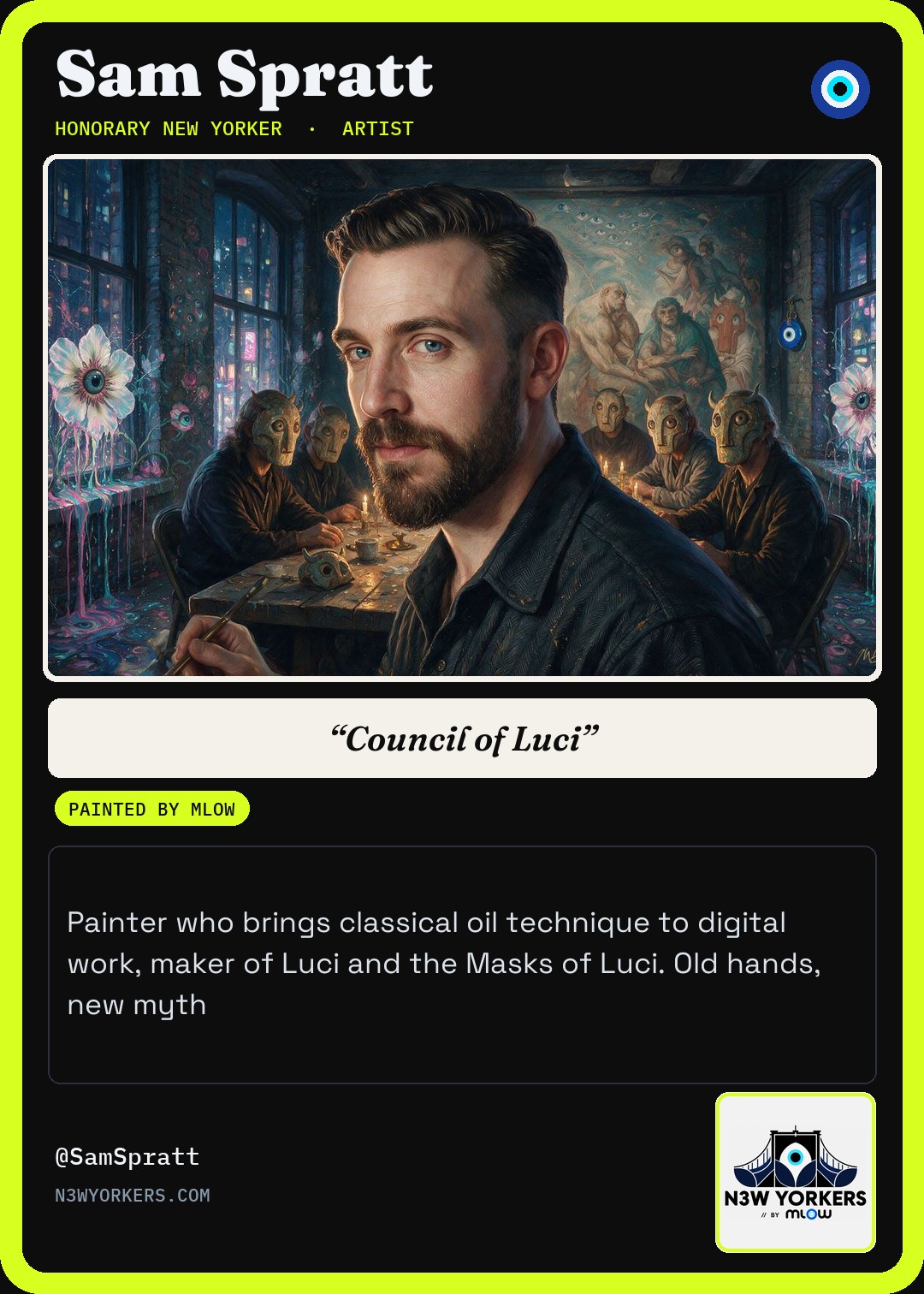 The Honorary card for Sam Spratt, painted by MLow
