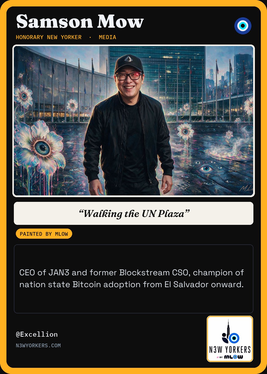 The Honorary card for Samson Mow, painted by MLow