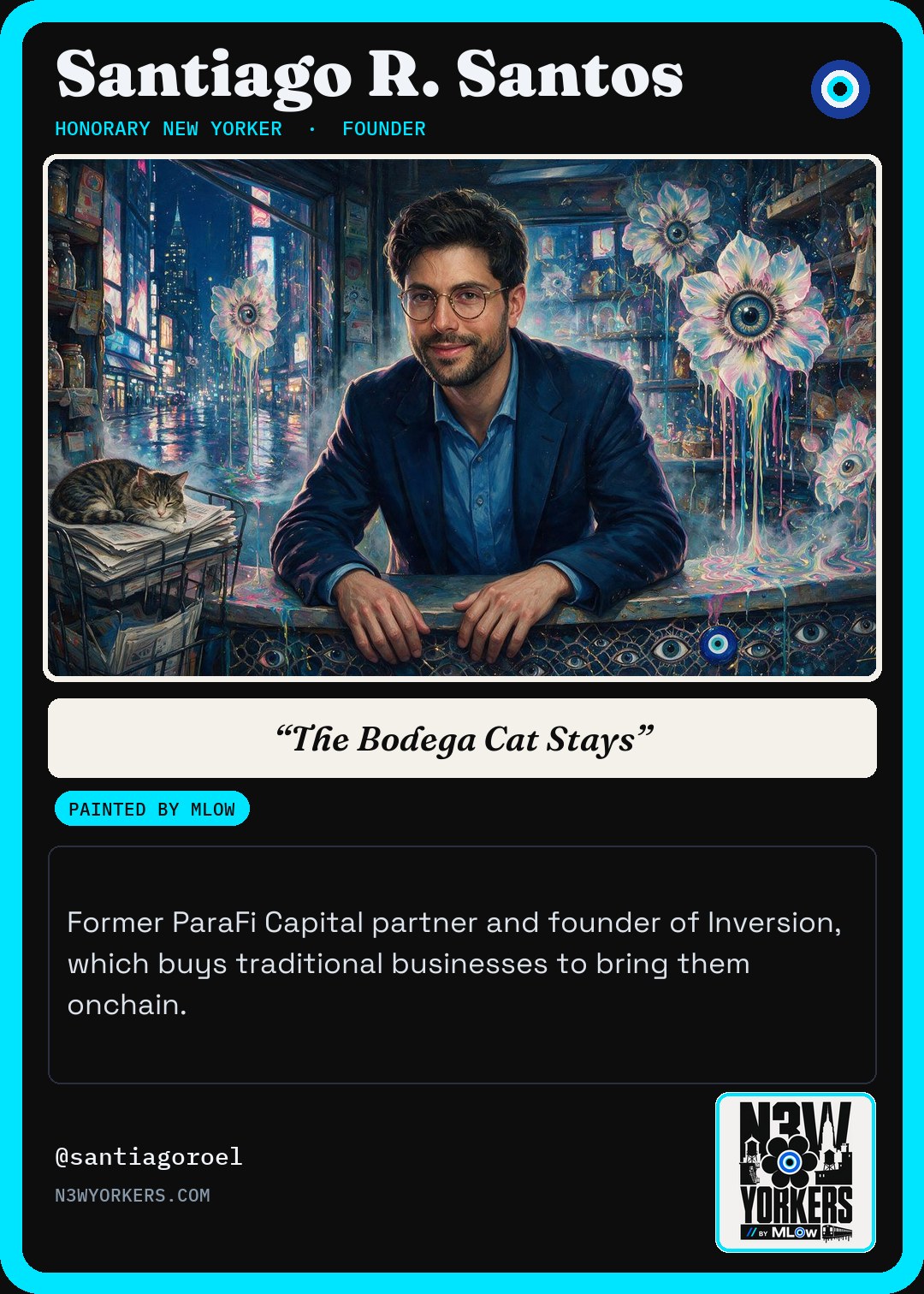 The Honorary card for Santiago R. Santos, painted by MLow