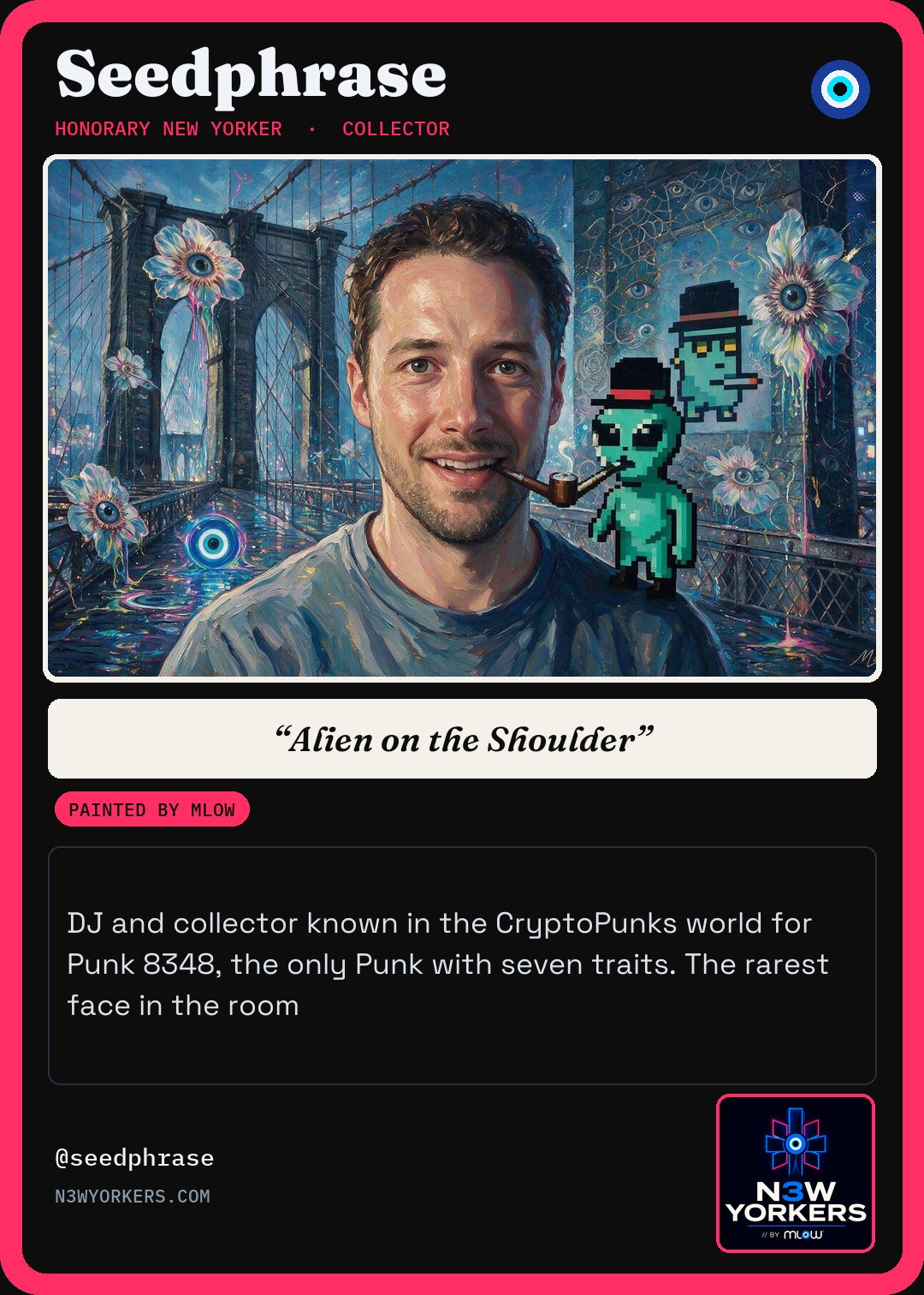 The Honorary card for Seedphrase, painted by MLow