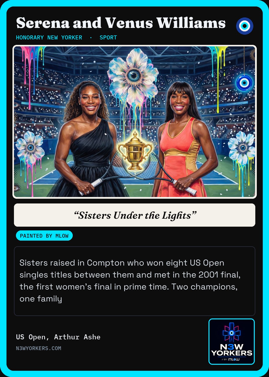 The Honorary card for Serena and Venus Williams, painted by MLow