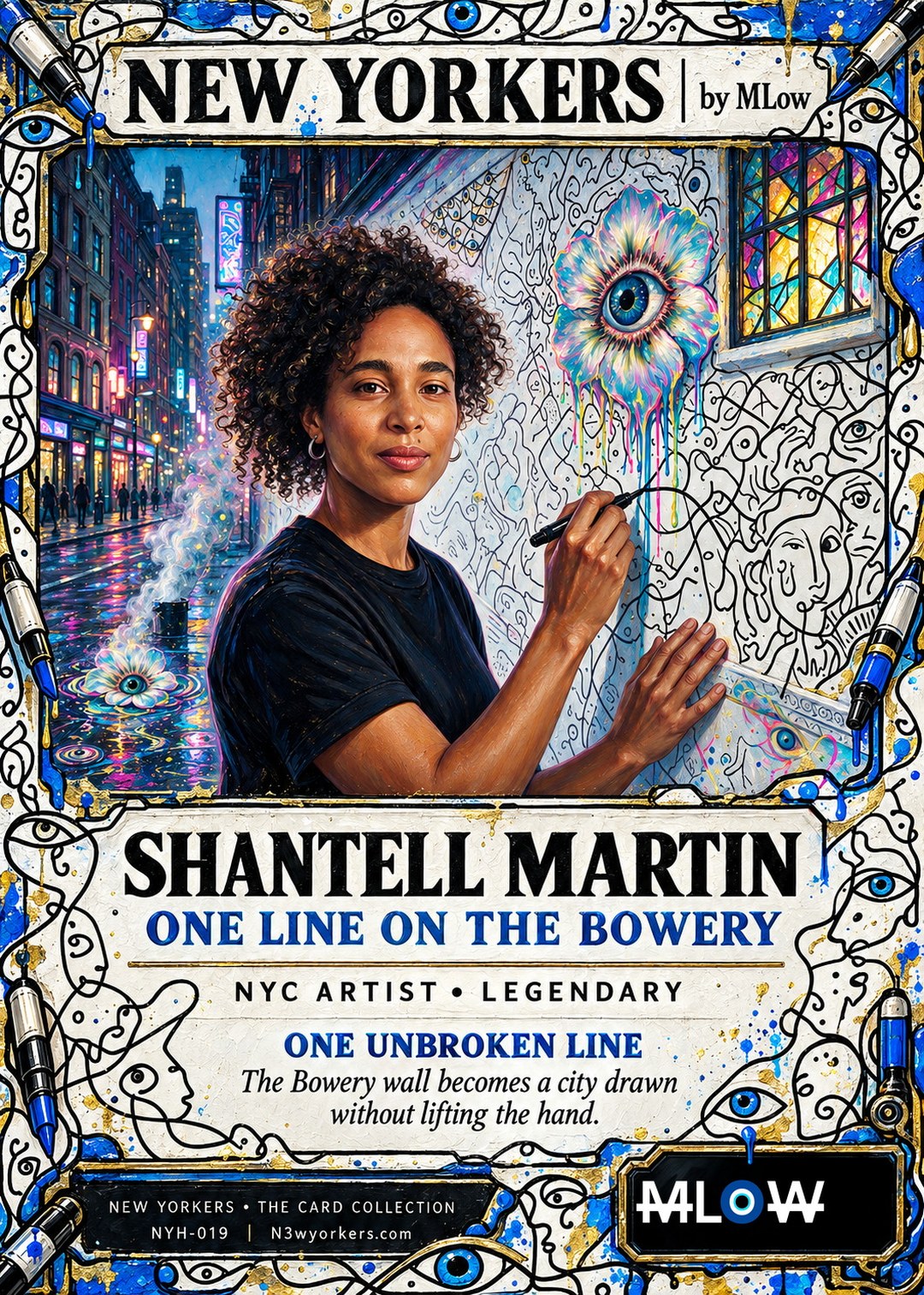 The Honorary card for Shantell Martin, painted by MLow
