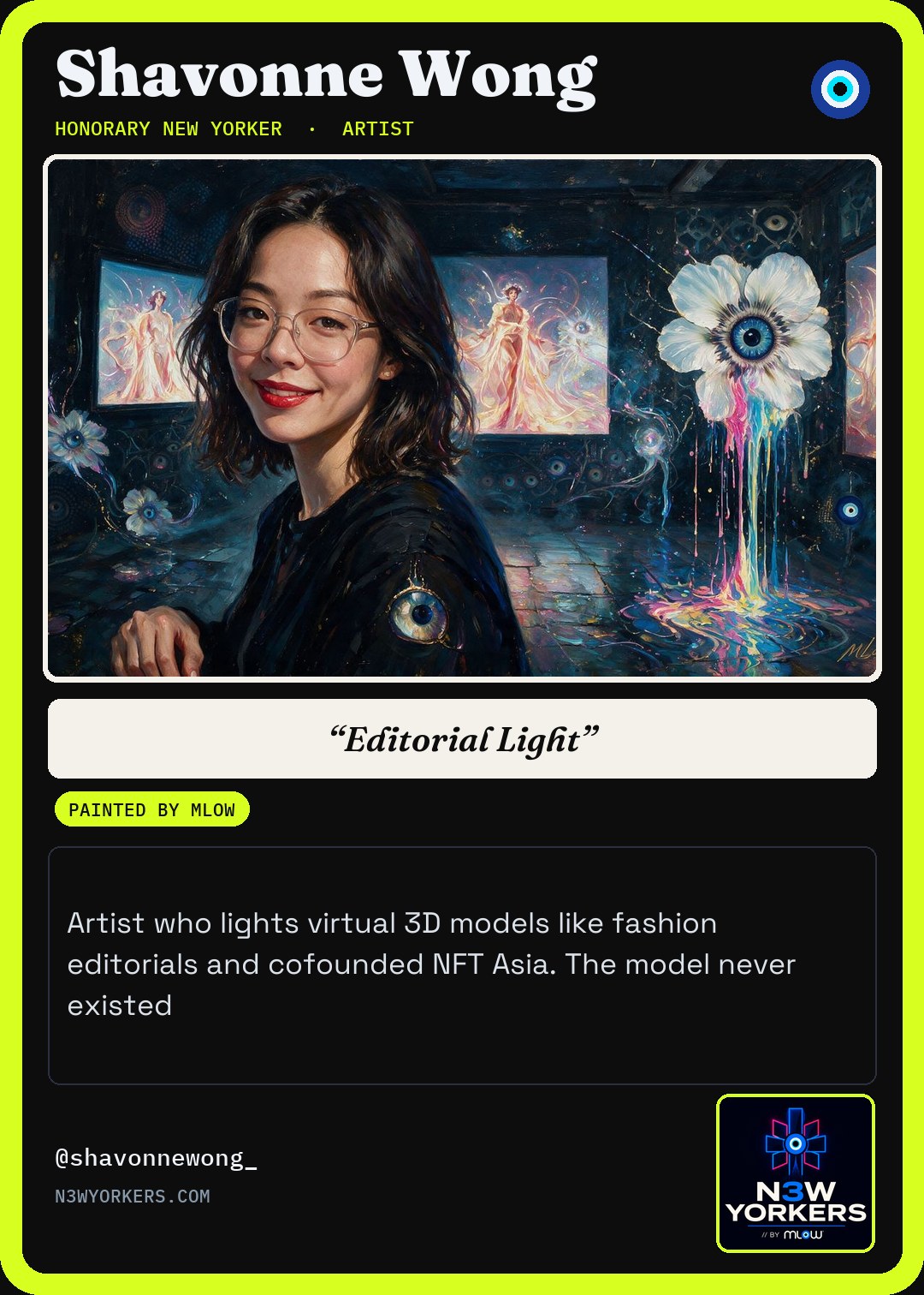 The Honorary card for Shavonne Wong, painted by MLow