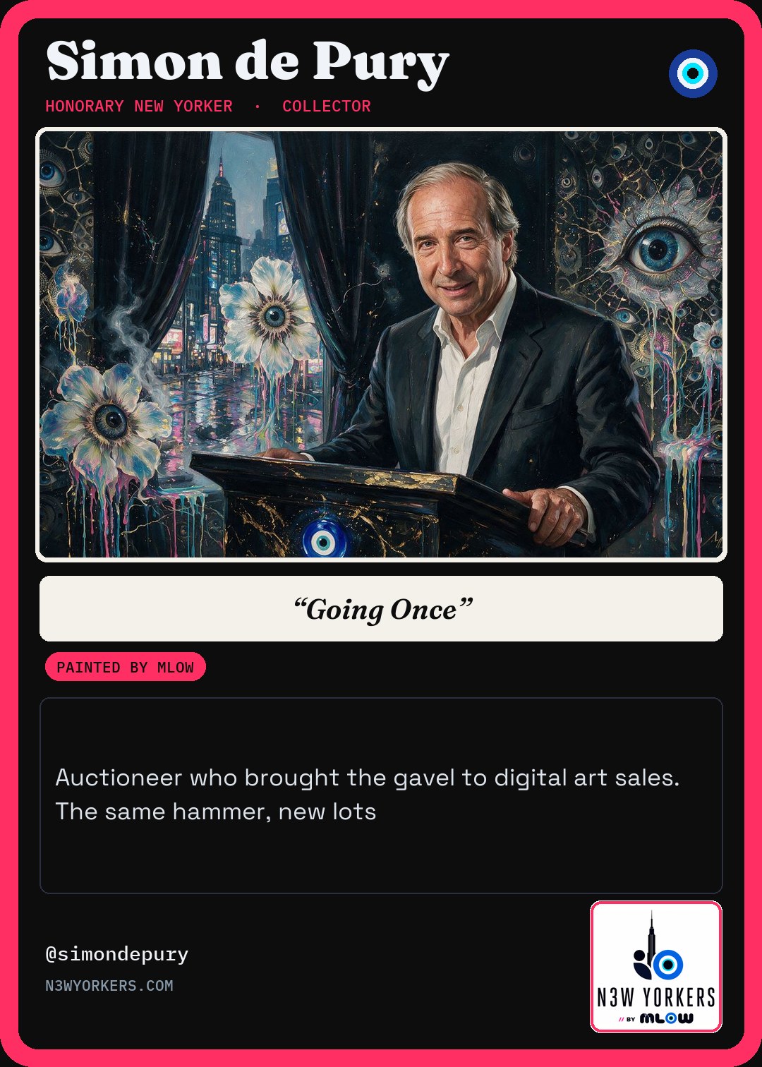 The Honorary card for Simon de Pury, painted by MLow