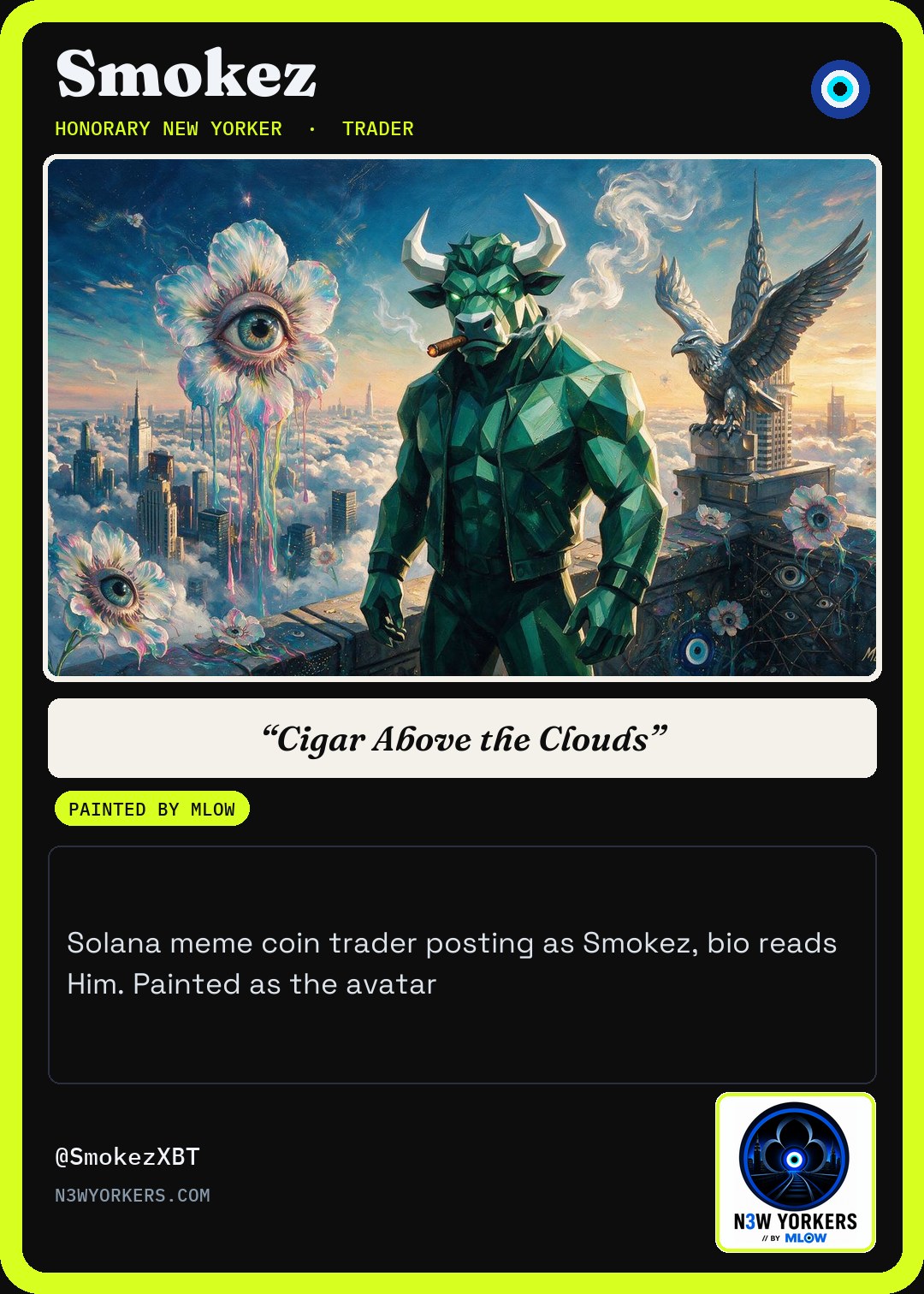 The Honorary card for Smokez, painted by MLow