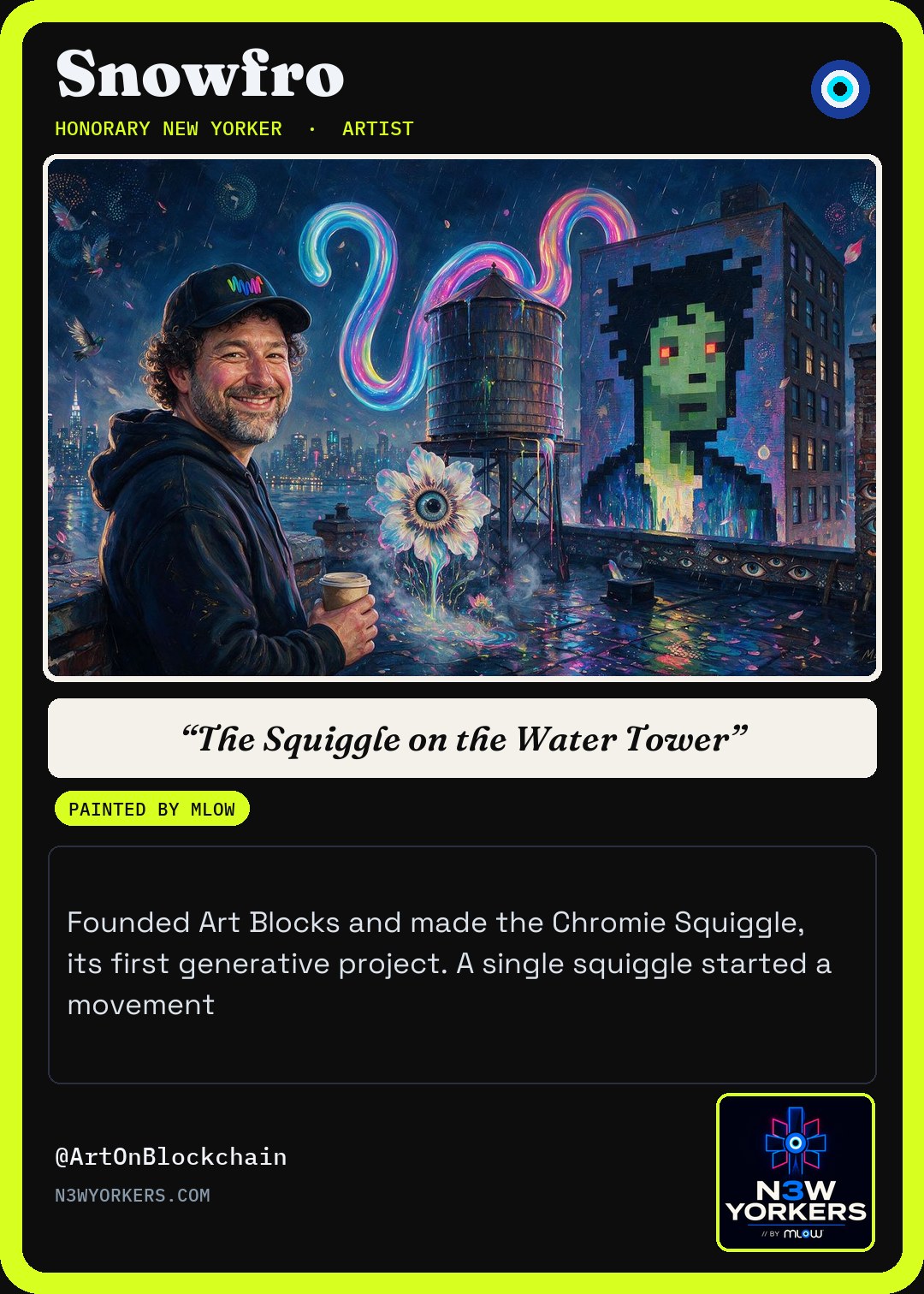 The Honorary card for Snowfro, painted by MLow