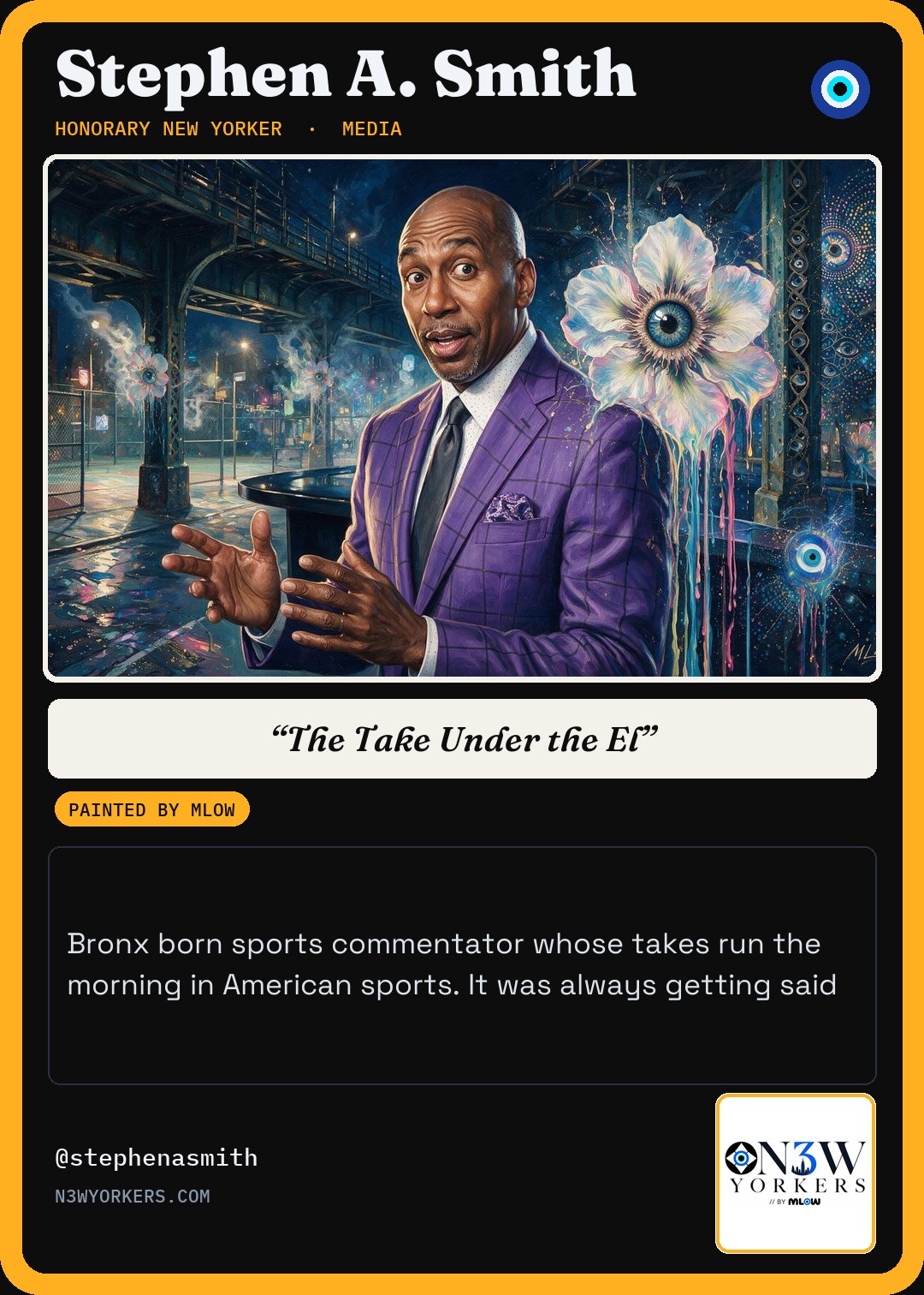 The Honorary card for Stephen A. Smith, painted by MLow