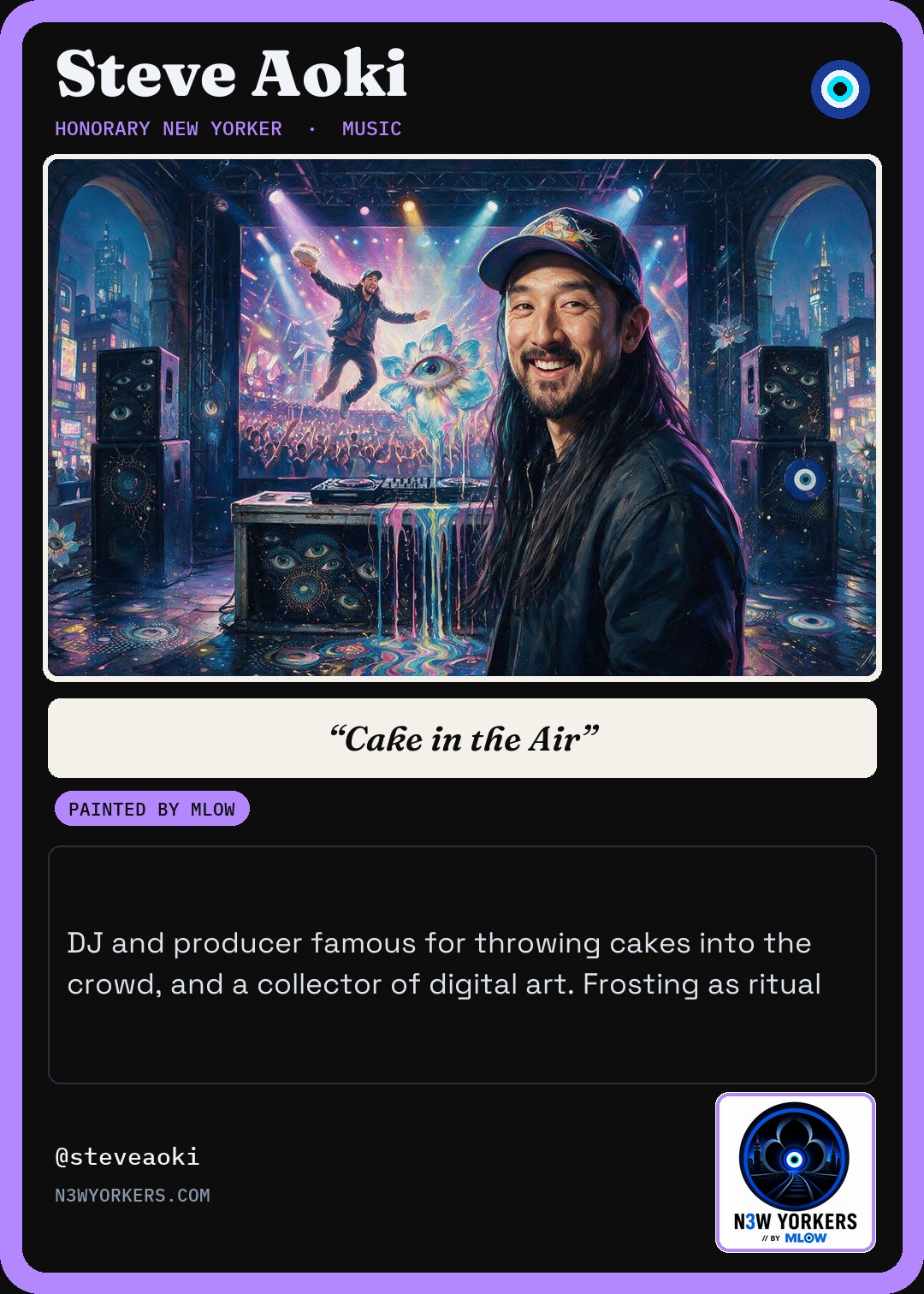 The Honorary card for Steve Aoki, painted by MLow