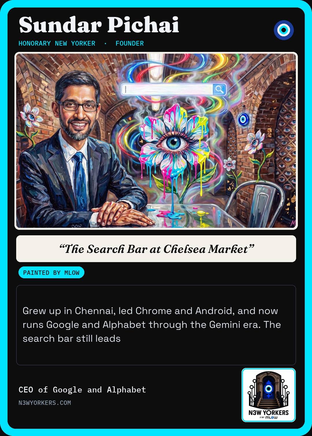 The Honorary card for Sundar Pichai, painted by MLow