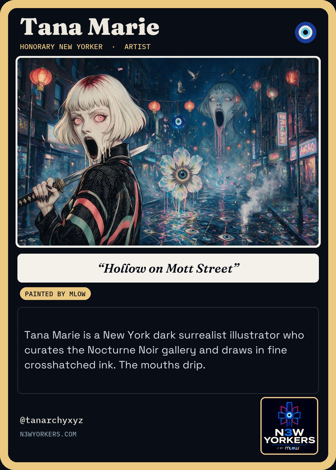 The Honorary card for Tana Marie, painted by MLow