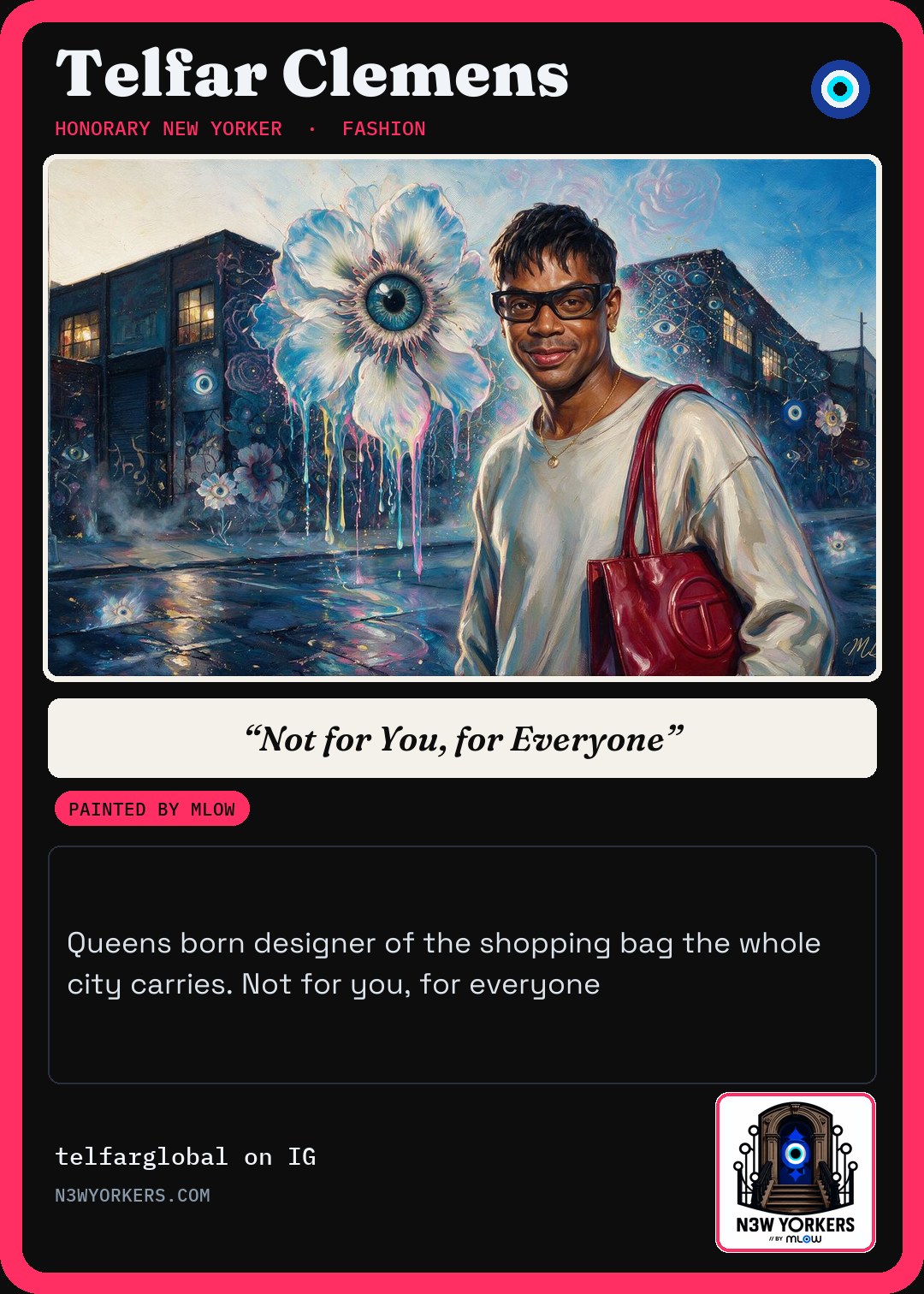The Honorary card for Telfar Clemens, painted by MLow