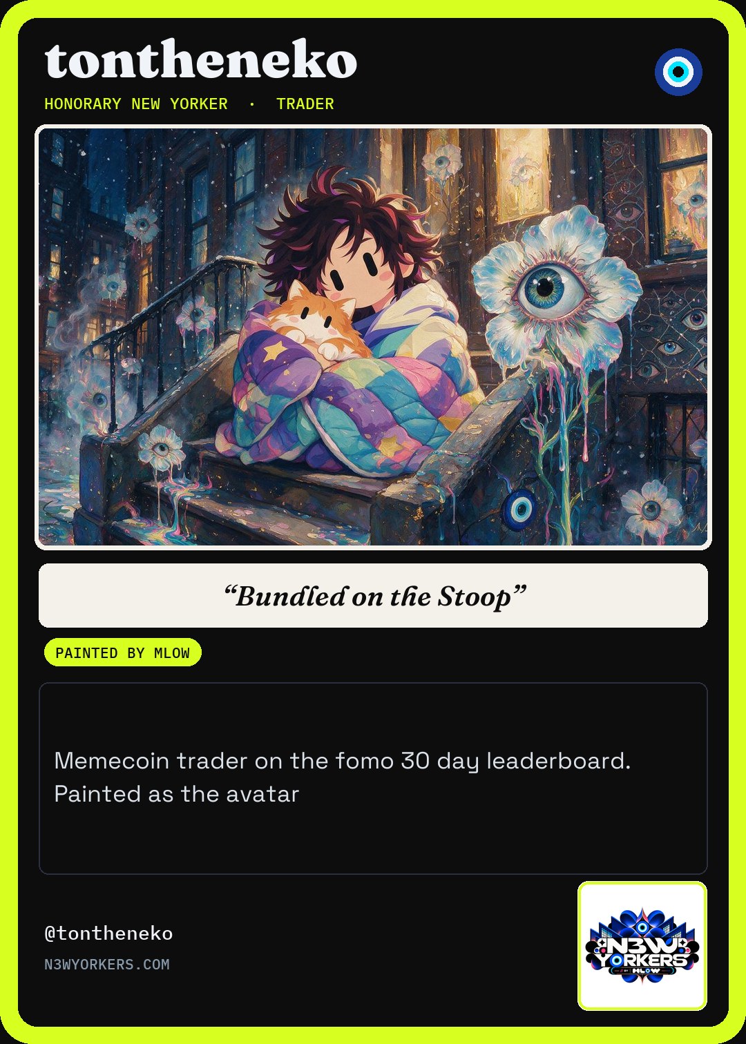 The Honorary card for tontheneko, painted by MLow
