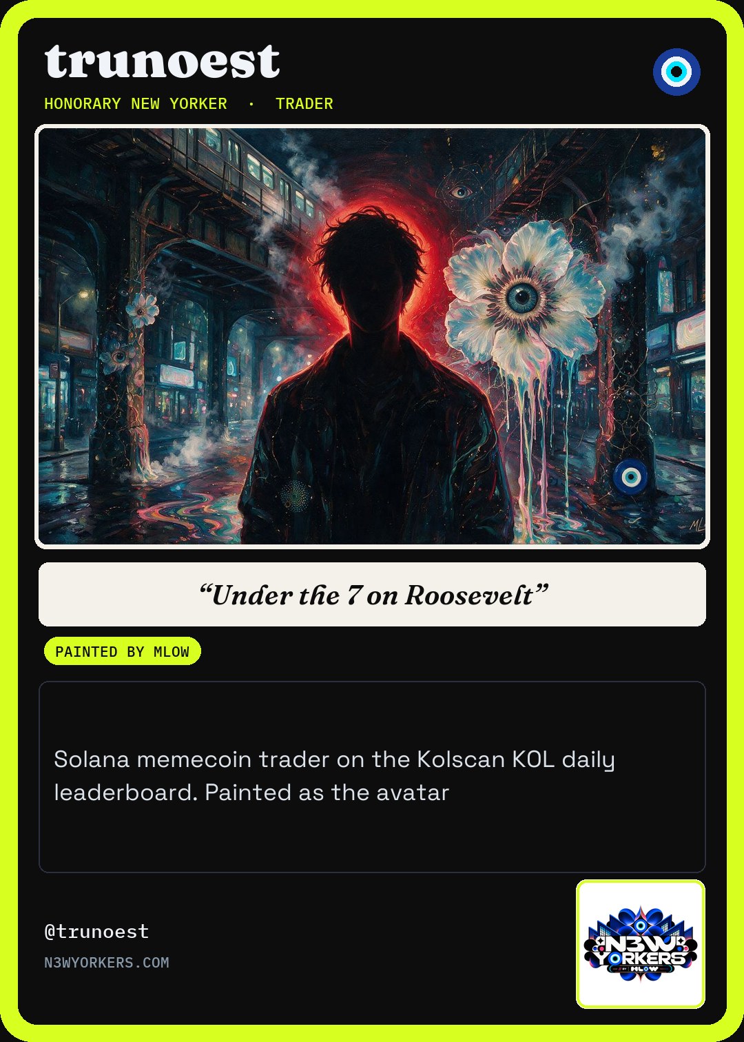 The Honorary card for trunoest, painted by MLow