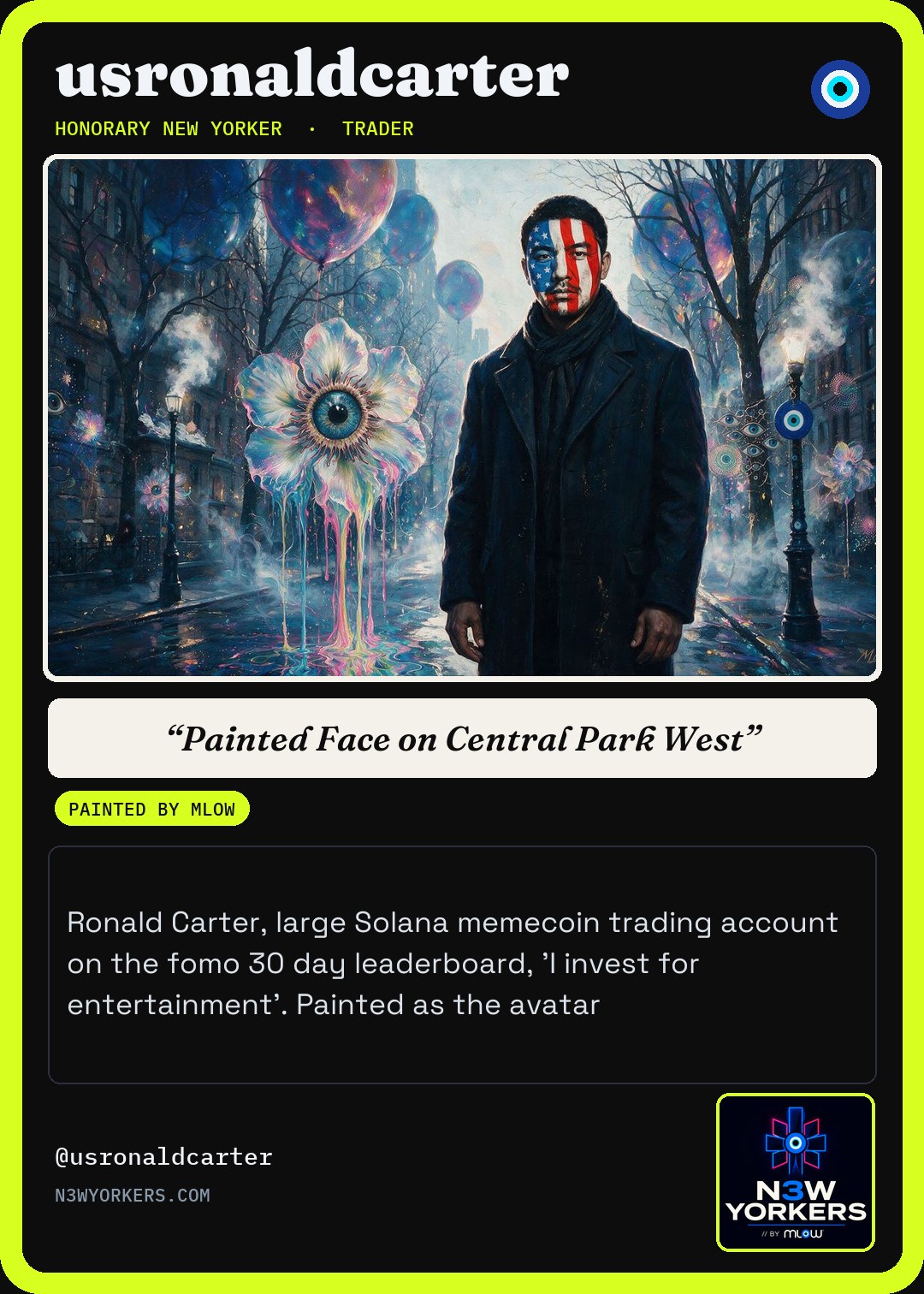 The Honorary card for usronaldcarter, painted by MLow