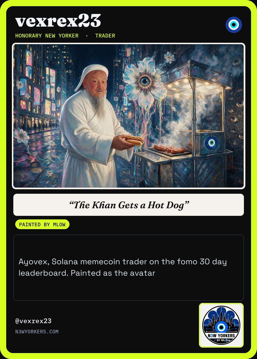 The Honorary card for vexrex23, painted by MLow