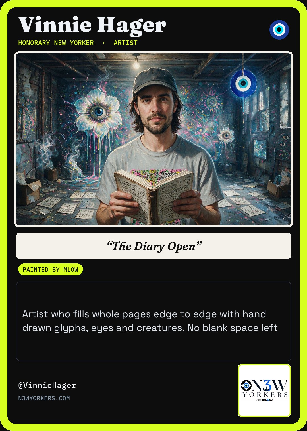 The Honorary card for Vinnie Hager, painted by MLow