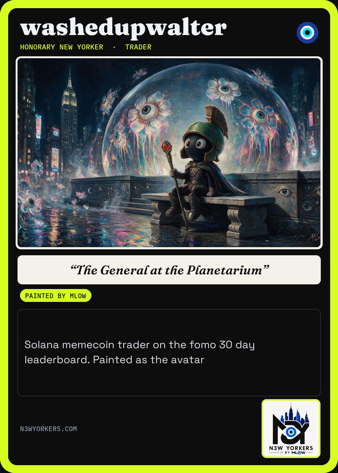 The Honorary card for washedupwalter, painted by MLow