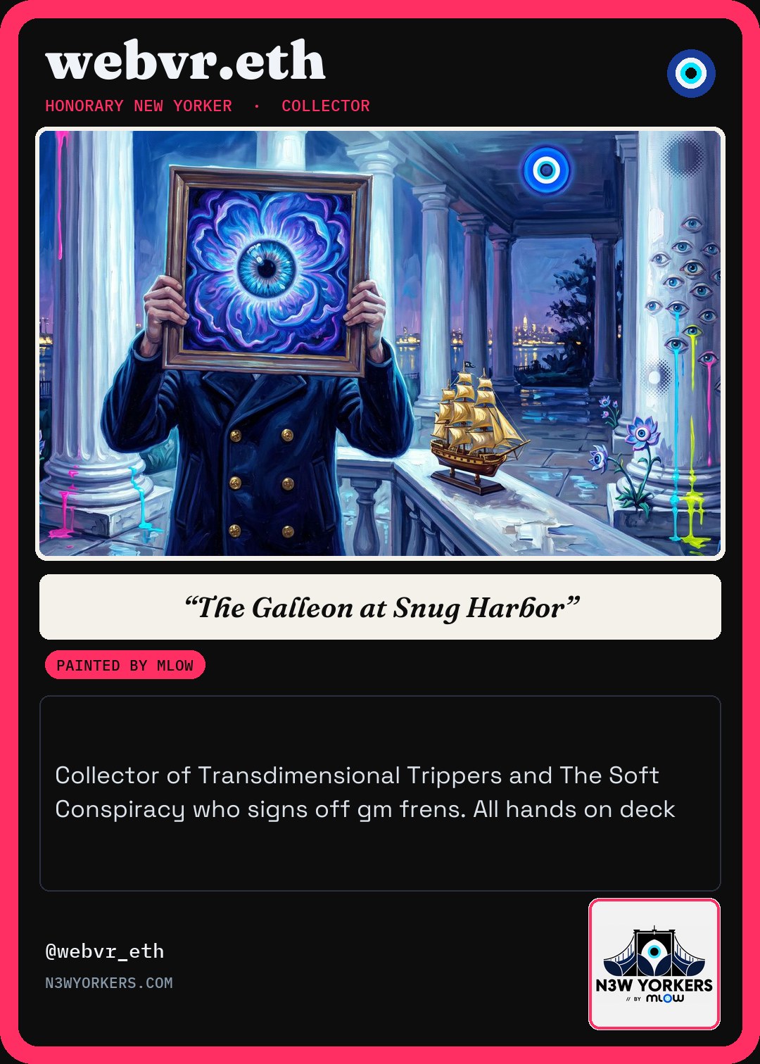 The Honorary card for webvr.eth, painted by MLow