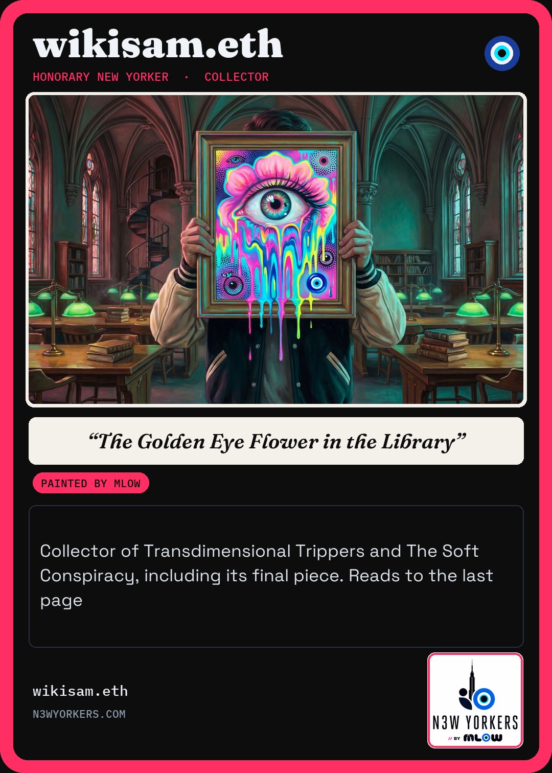 The Honorary card for wikisam.eth, painted by MLow